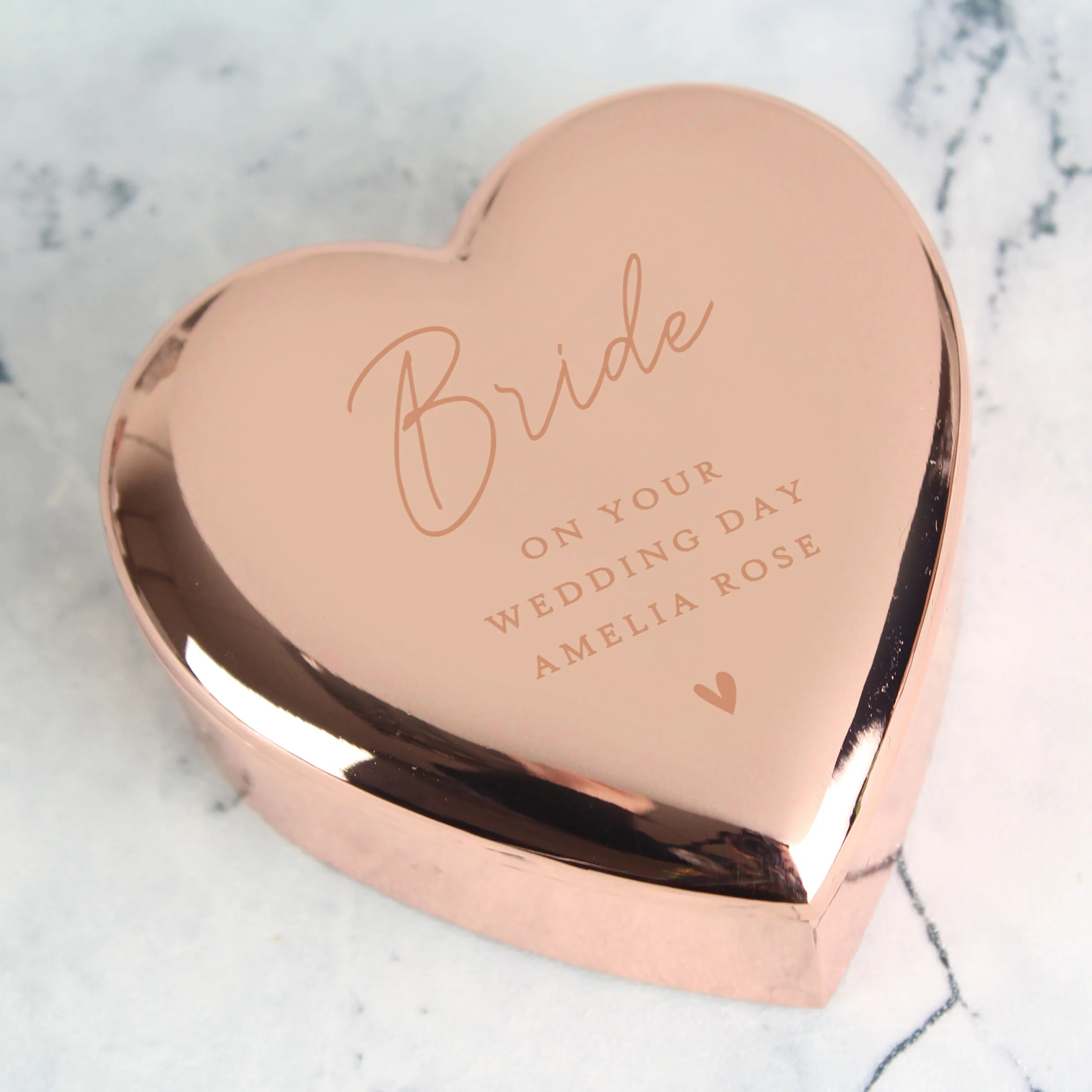 Personalised Rose Gold Heart Trinket Box - Image 5