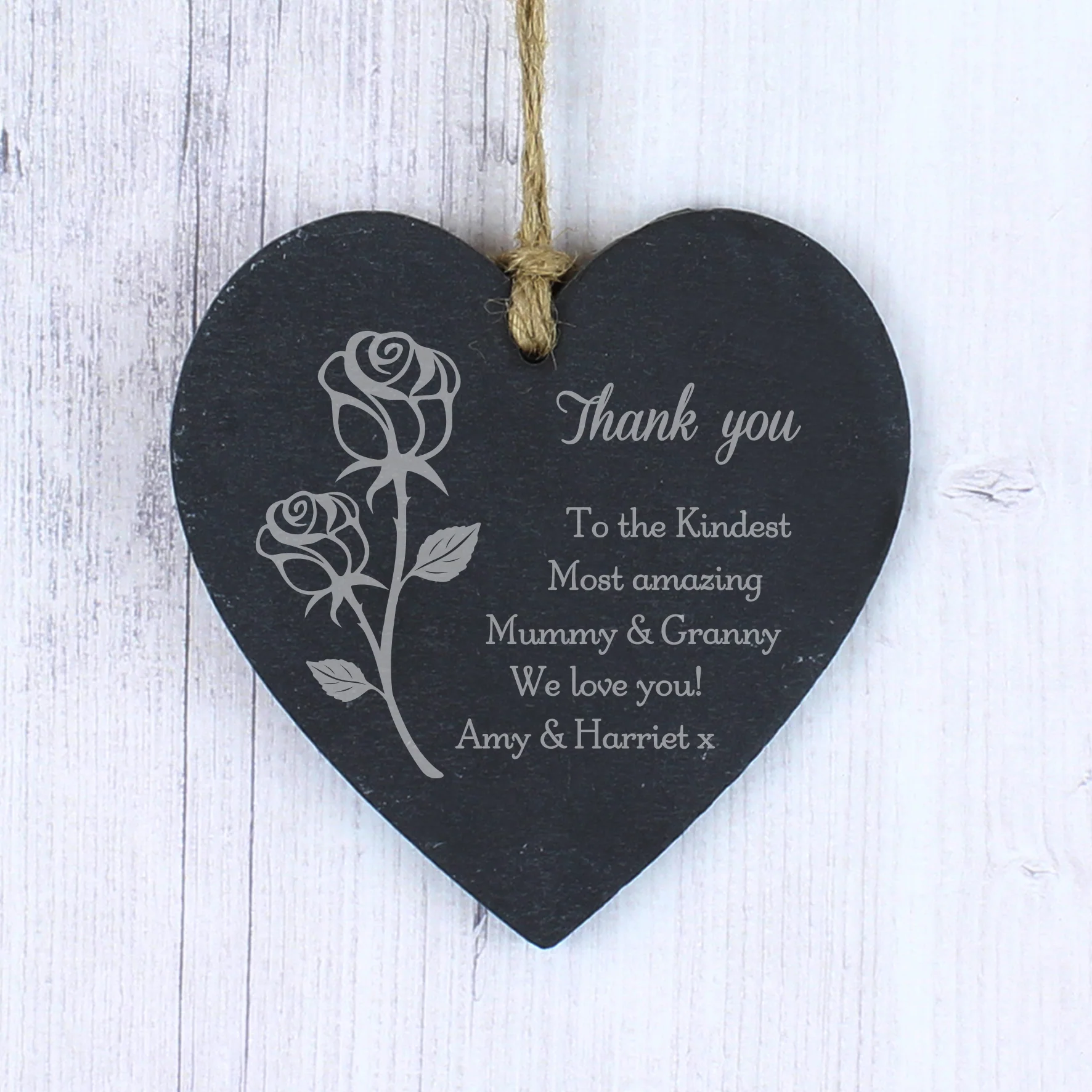Personalised Rose Slate Heart Decoration - Image 5