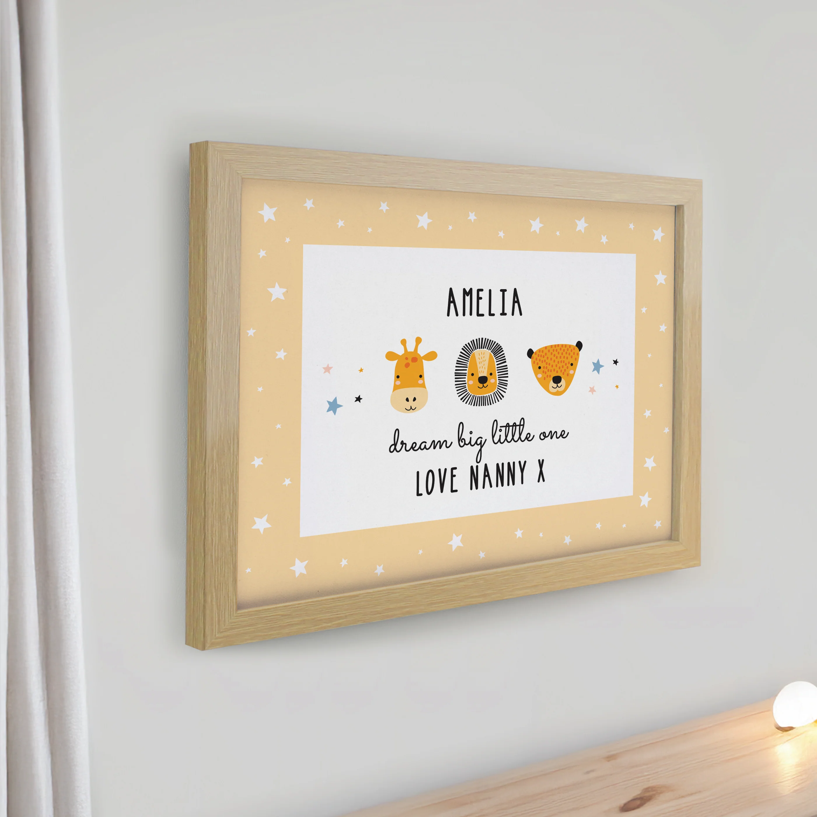 Personalised Safari Animals Oak Poster Frame - Image 2