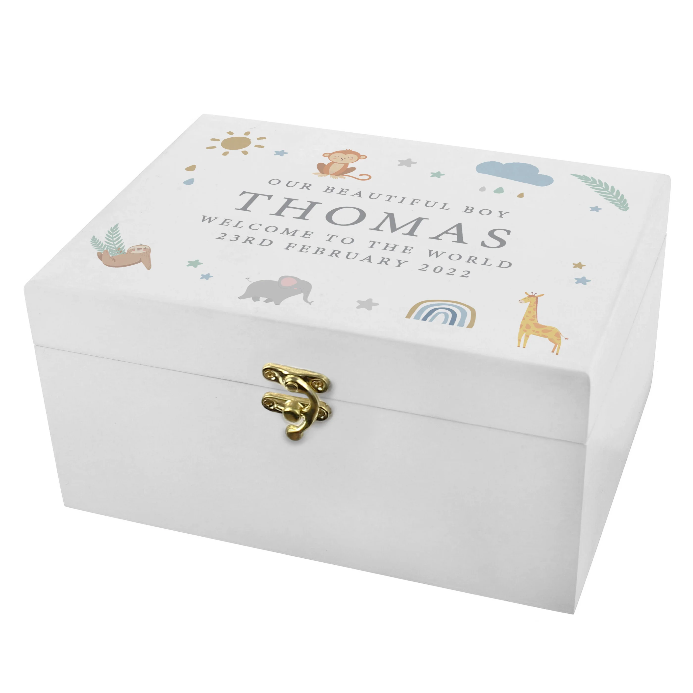 Personalised Safari Animals Small Wooden Keepsake Box - Image 5