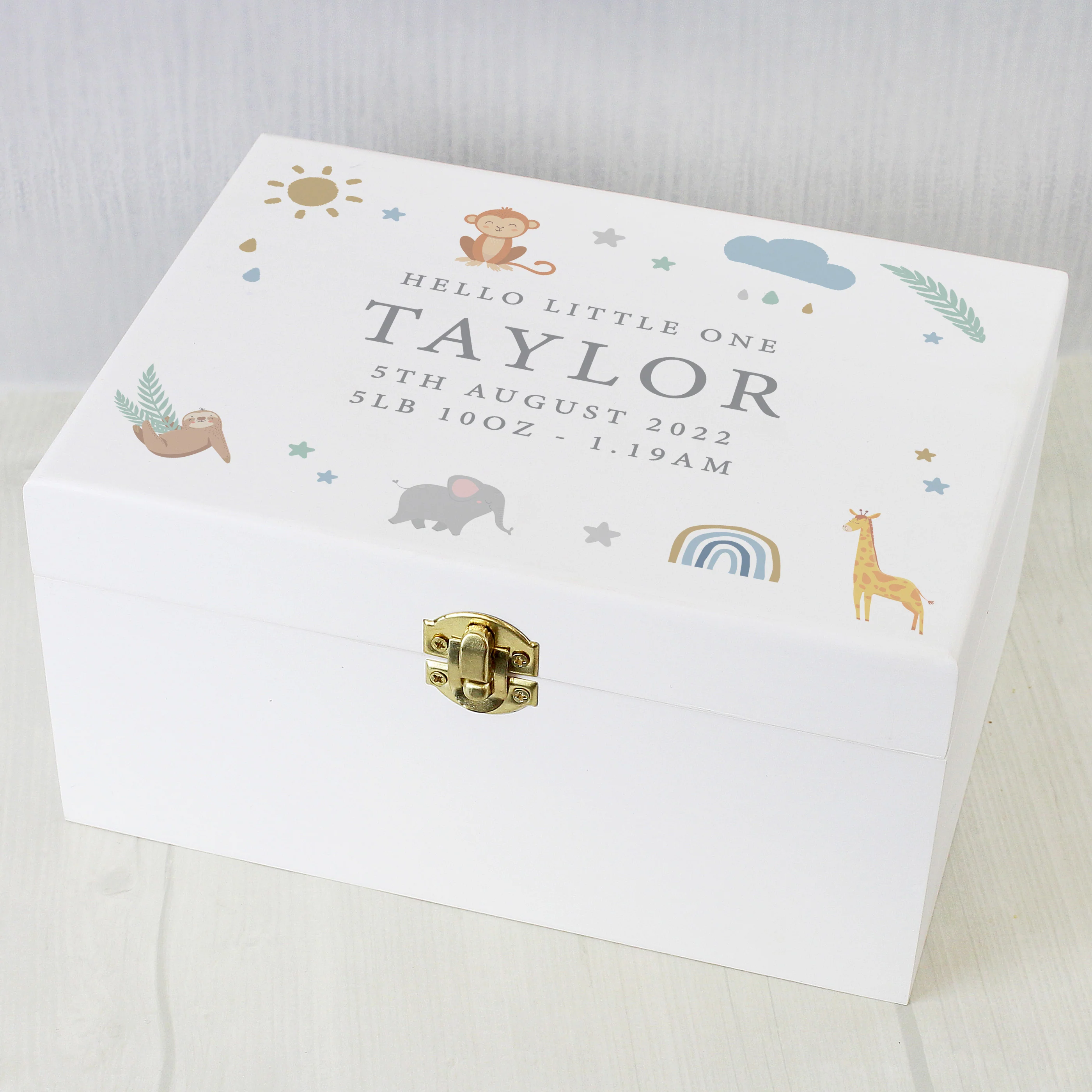 Personalised Safari Animals Small Wooden Keepsake Box - Image 7