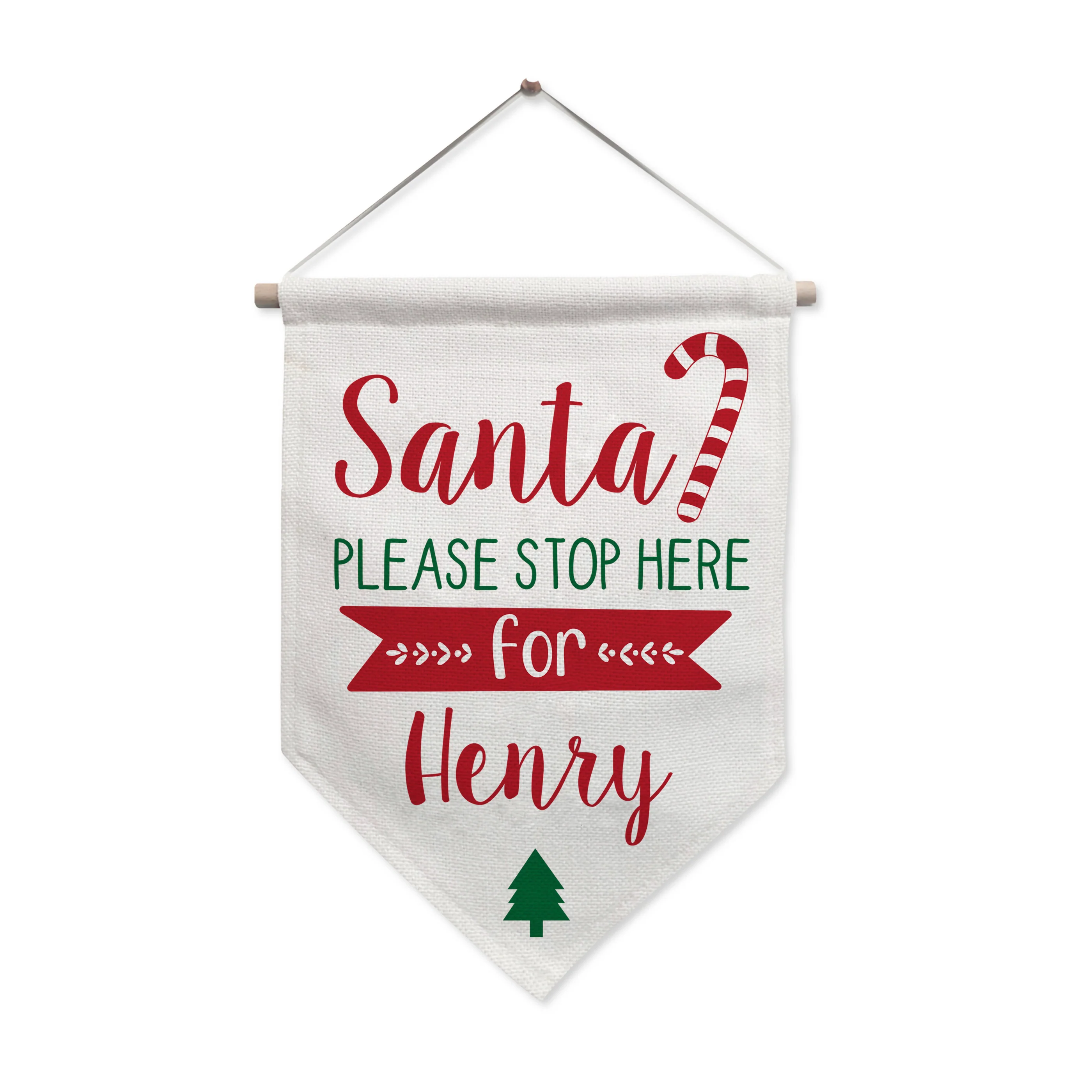 Personalised Santa Stop Here Hanging Banner - Image 4