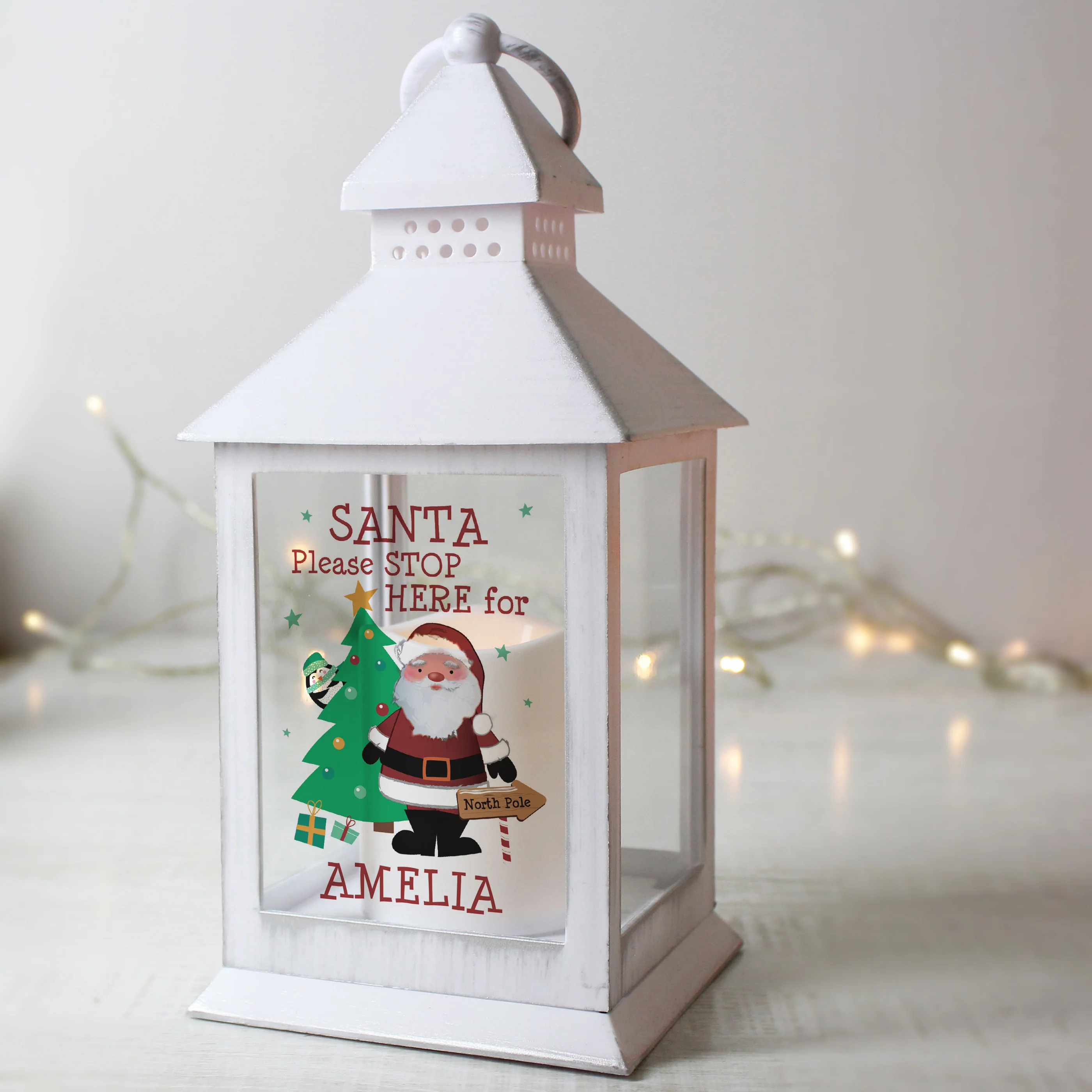 Personalised Santa White Lantern - Image 2