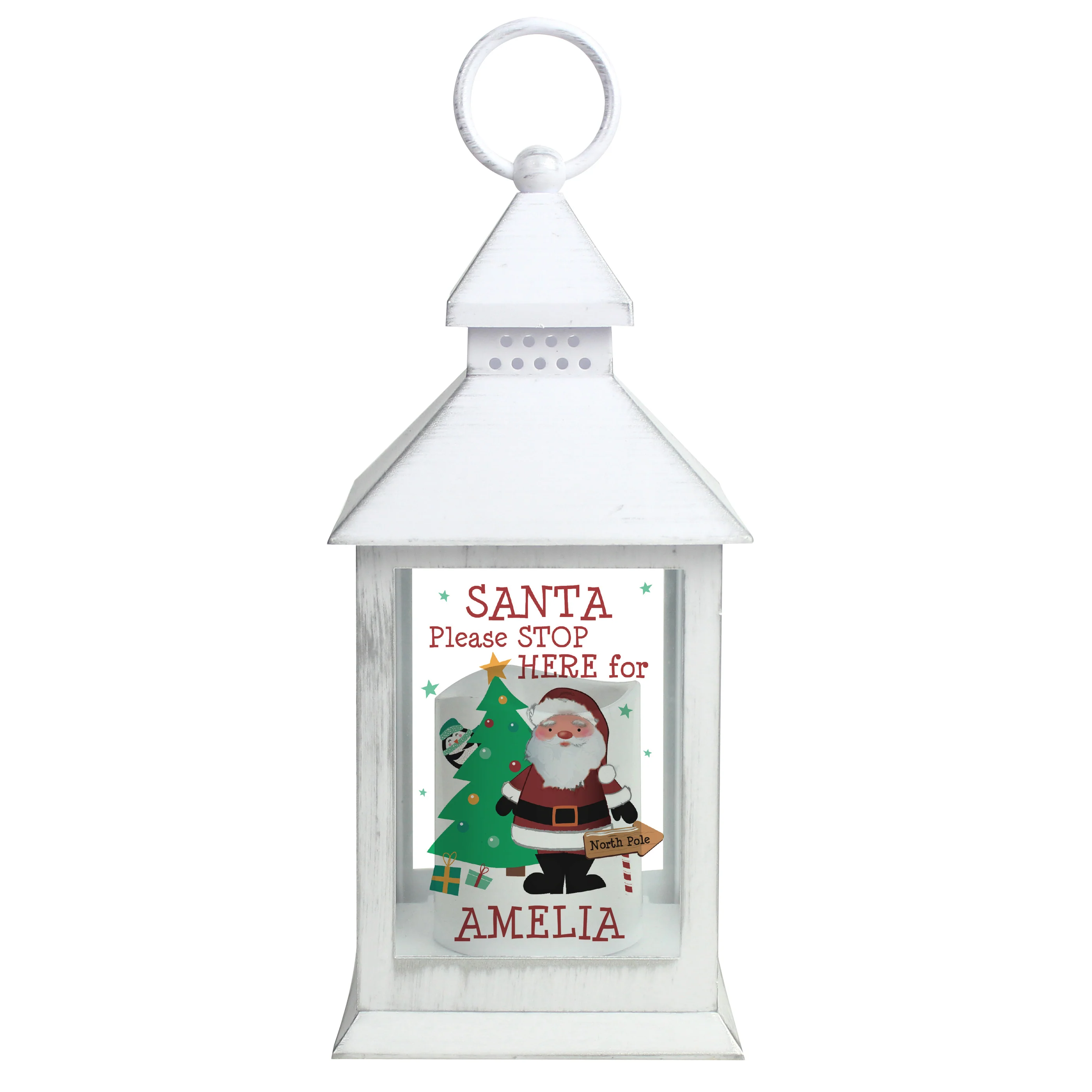 Personalised Santa White Lantern - Image 4