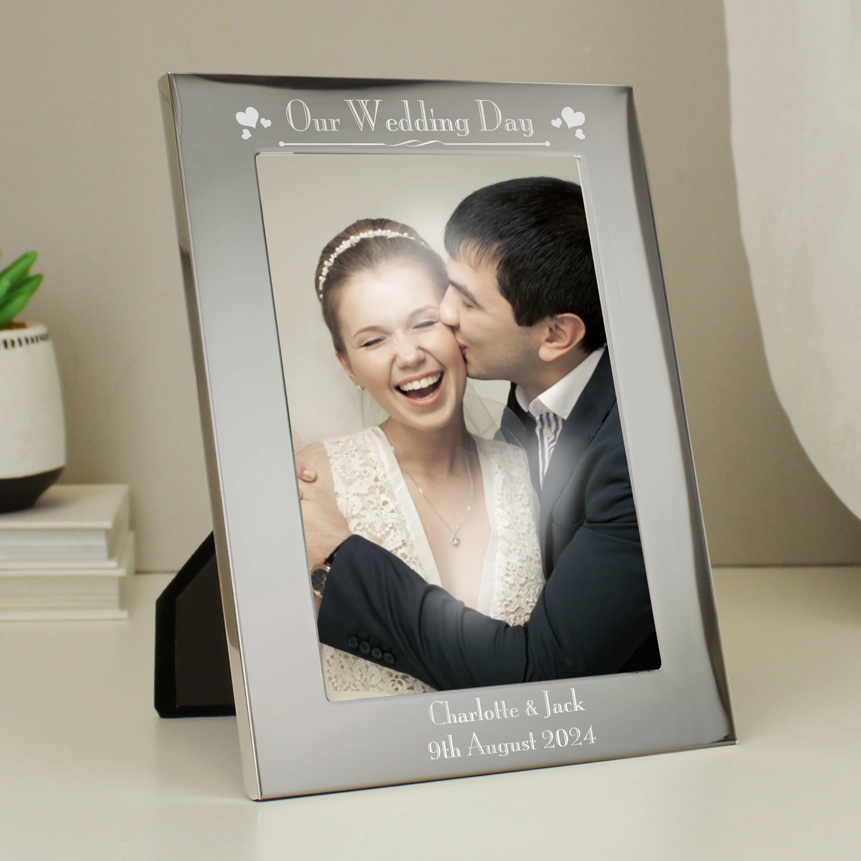 Personalised Silver 5x7 Decorative Our Wedding Day Photo Frame - Image 2