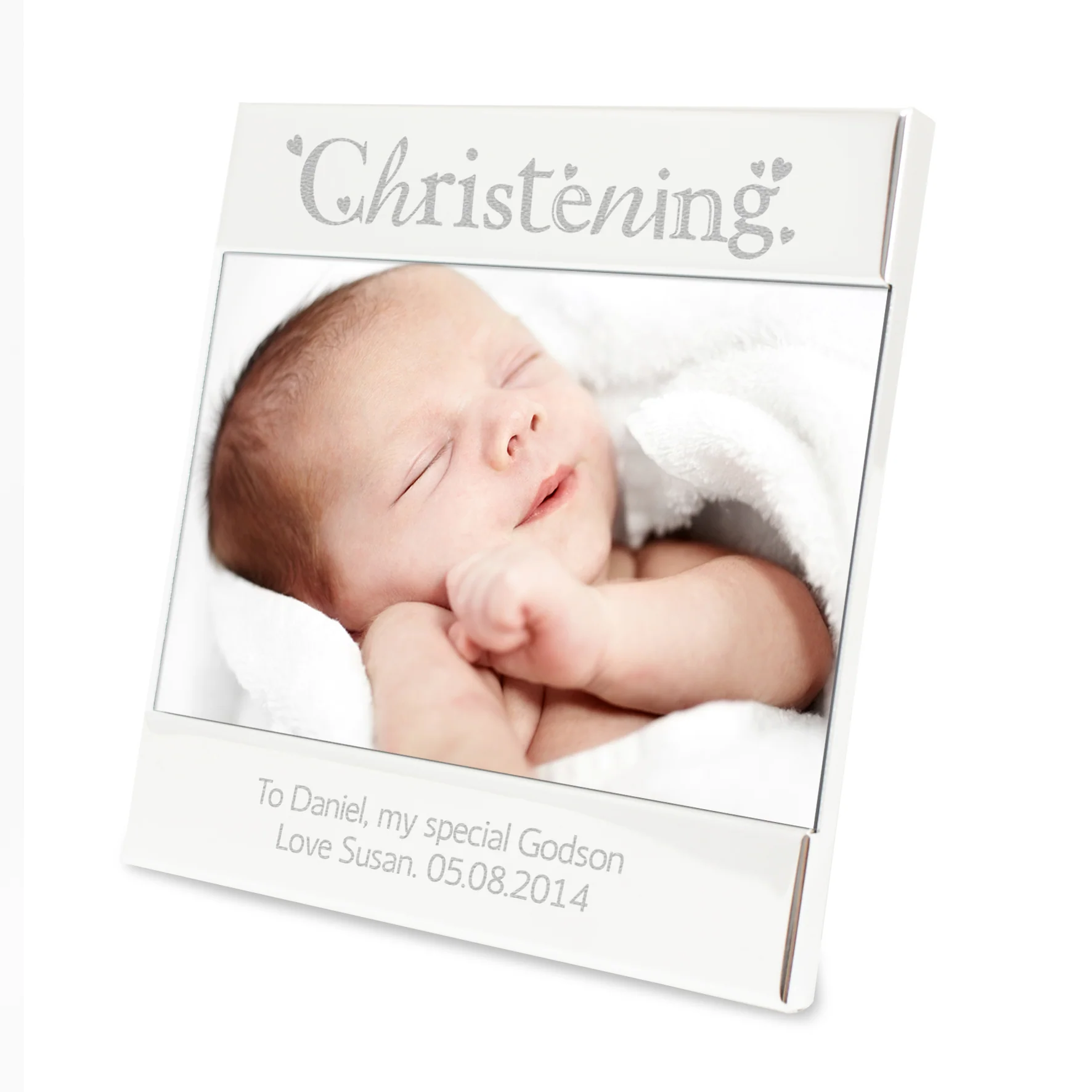 Personalised Silver Christening 6x4 Photo Frame - Image 2