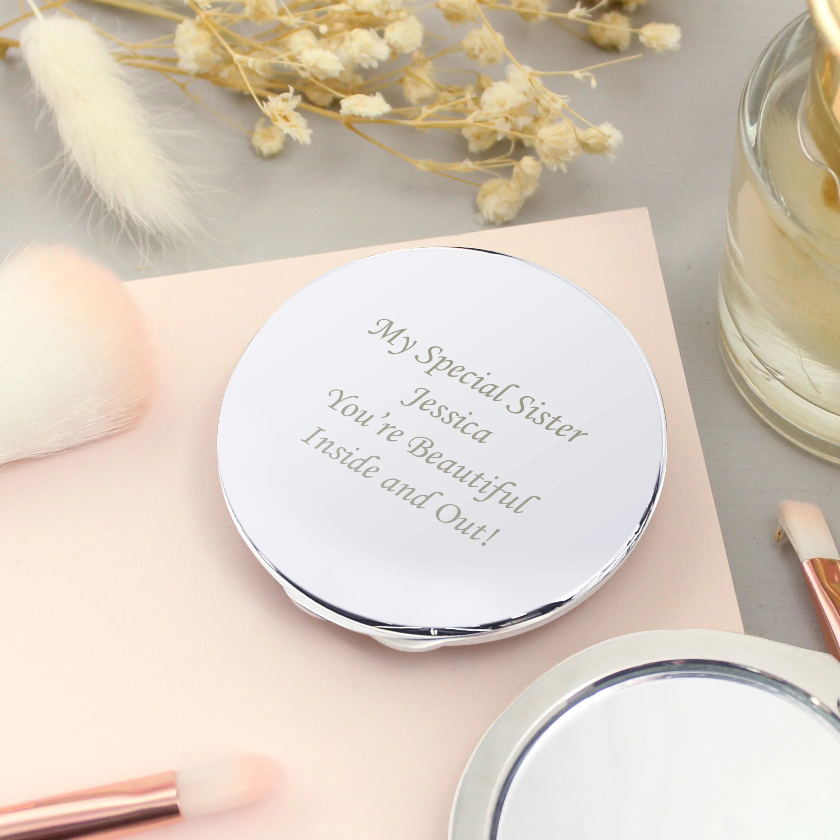 Personalised Silver Round Compact Mirror - Image 2