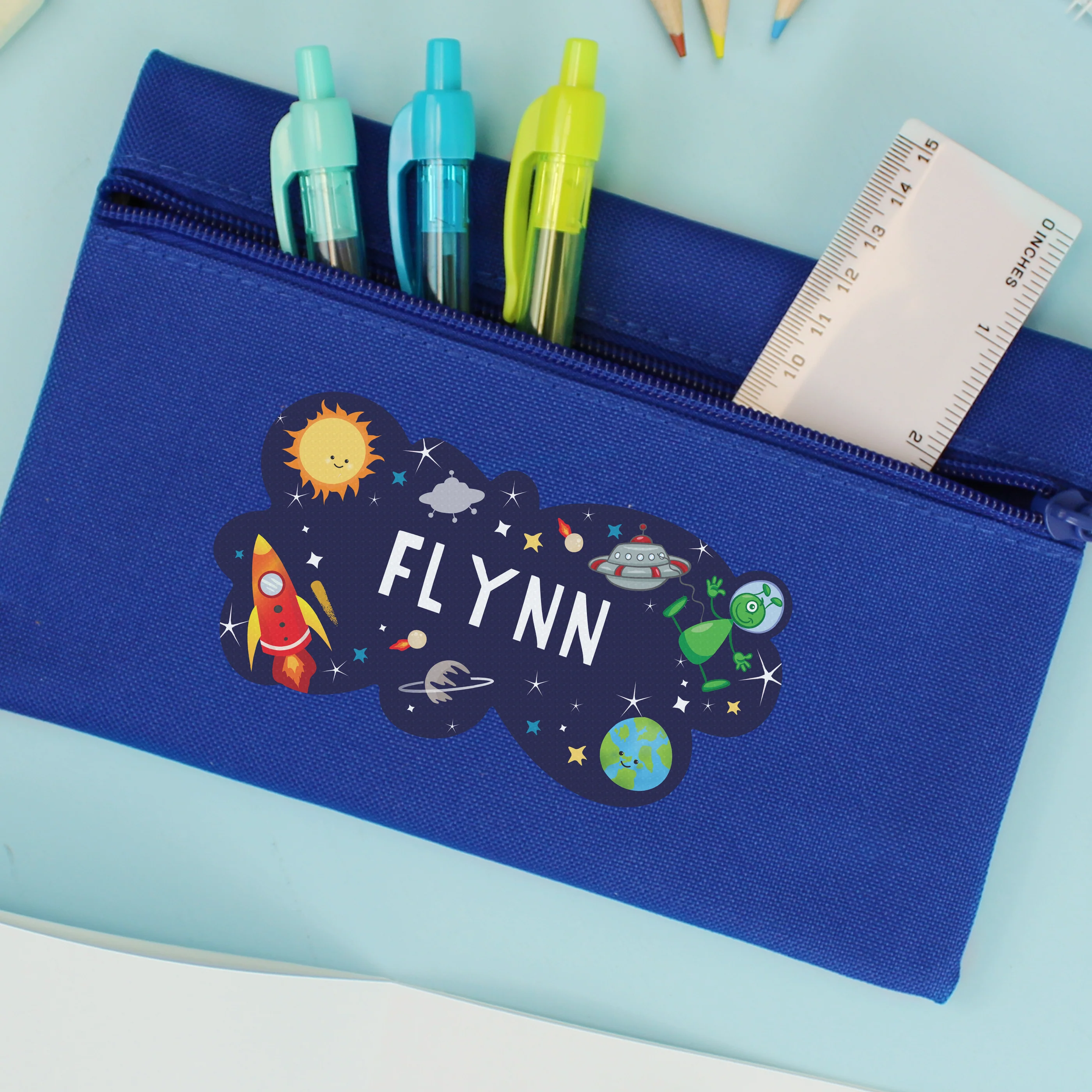 Personalised Space Blue Pencil Case - Image 4