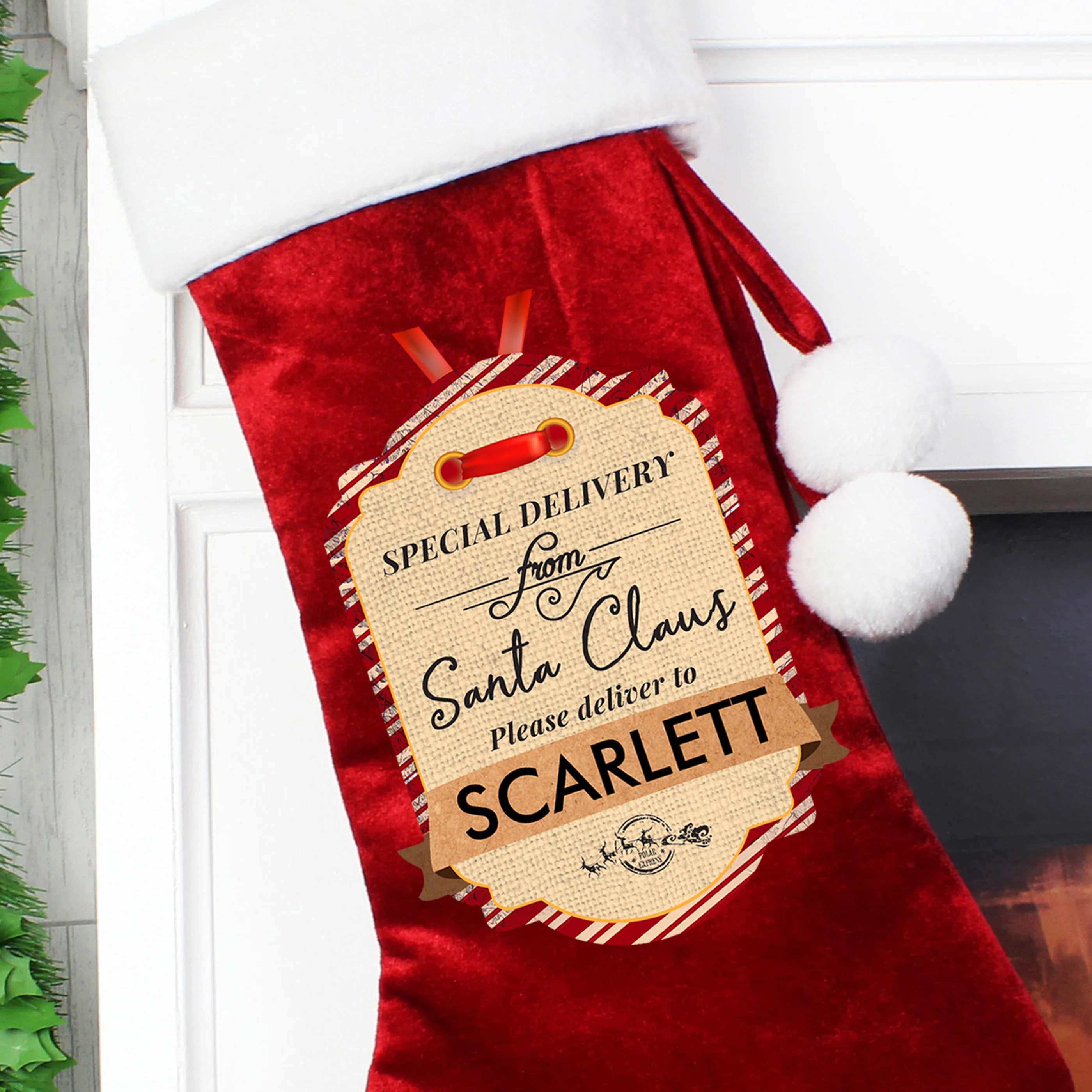 Personalised Special Delivery Luxury Red Stocking - Image 5