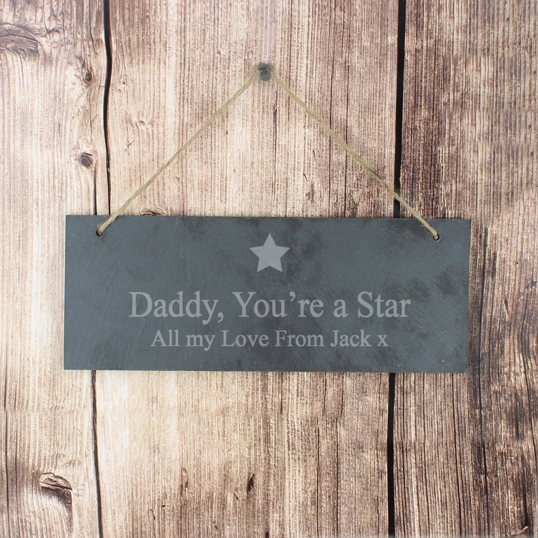 Personalised Star Motif Hanging Slate Plaque - Image 2
