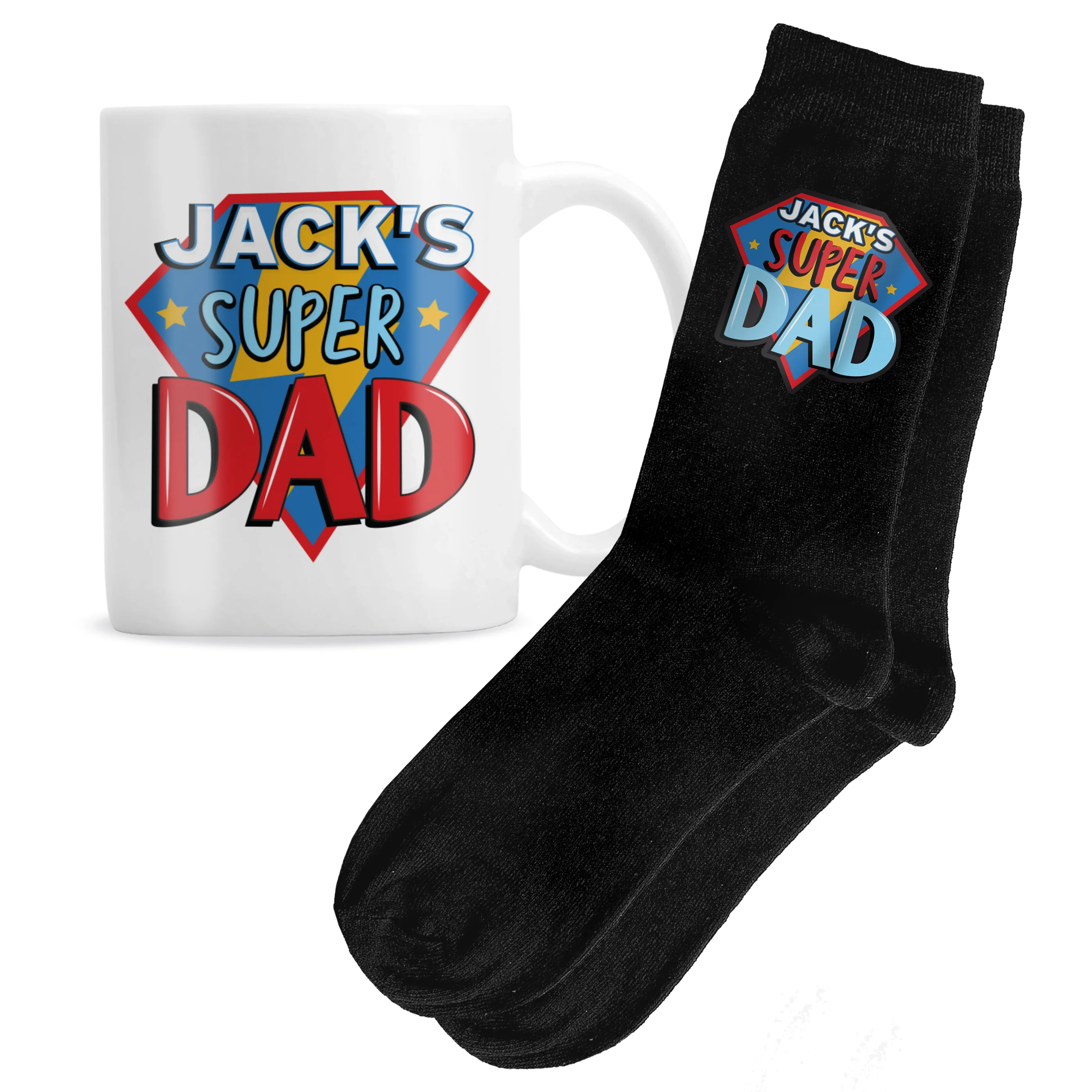 Personalised Super Dad Mug & Socks Set - Image 4