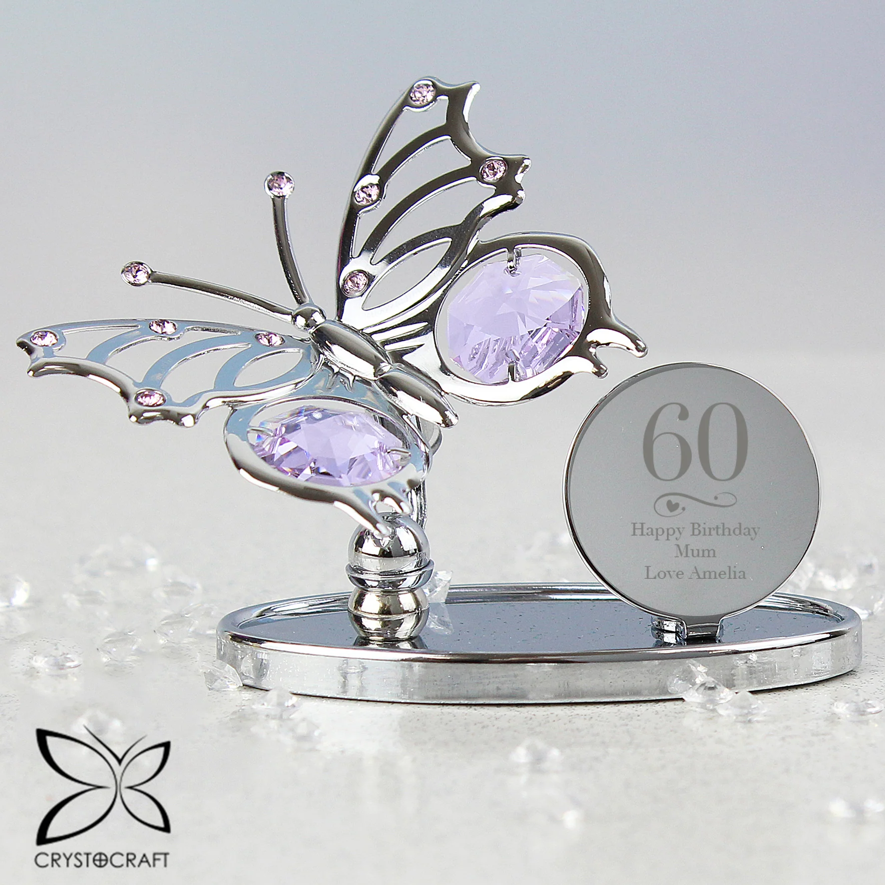 Personalised Swirls & Hearts Birthday Crystocraft Butterfly - Image 2