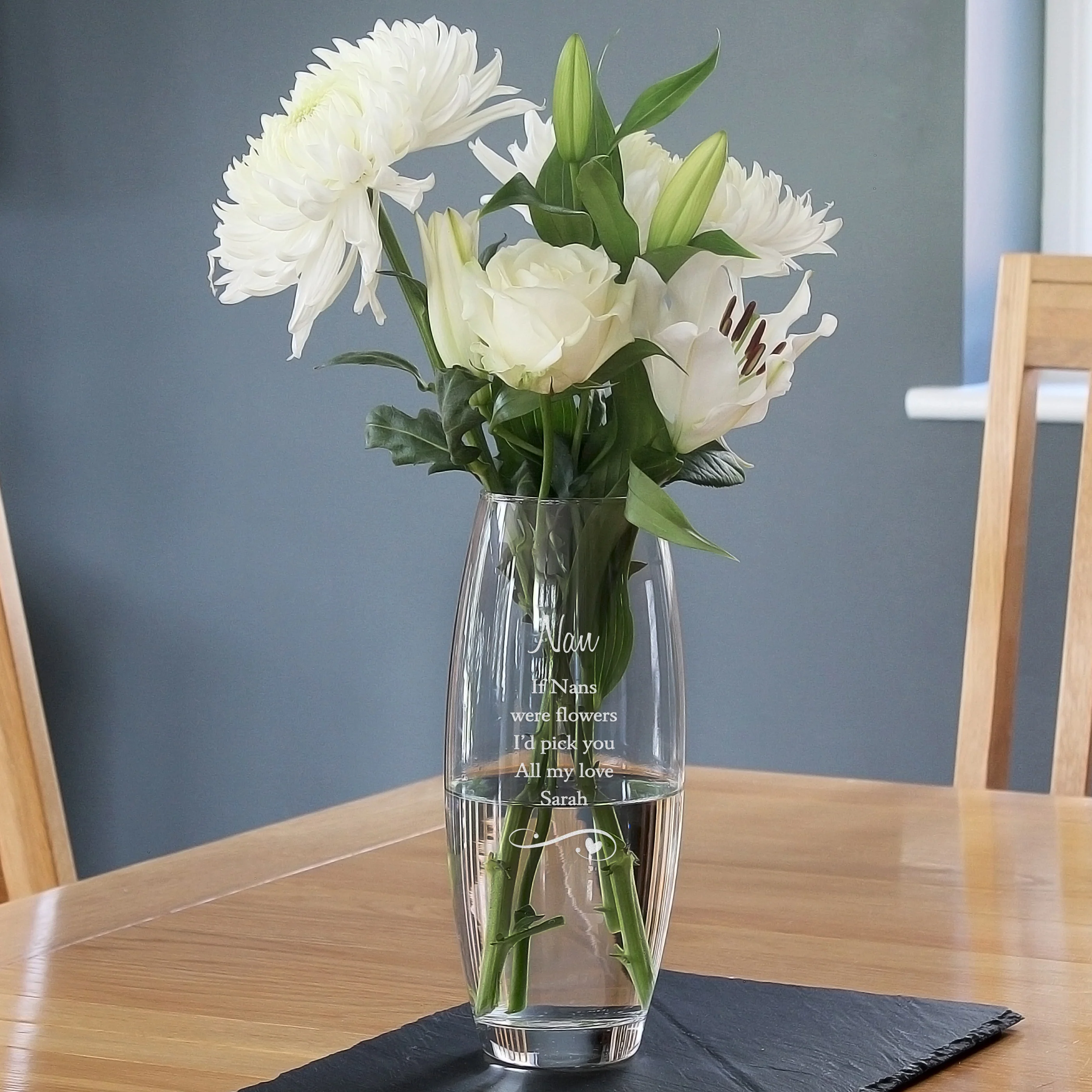 Personalised Swirls & Hearts Bullet Vase - Image 3