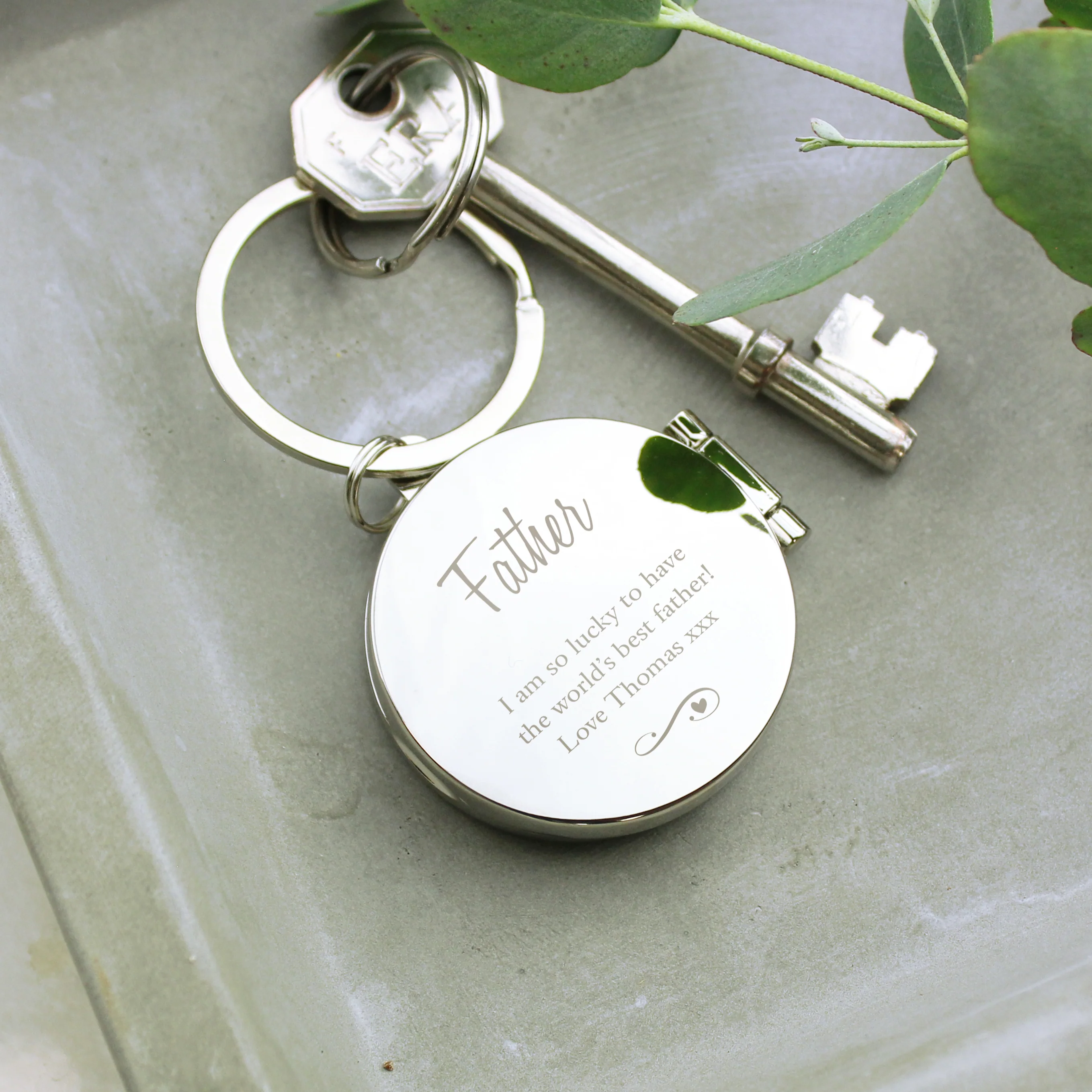 Personalised Swirls & Hearts Photo Keyring - Image 2