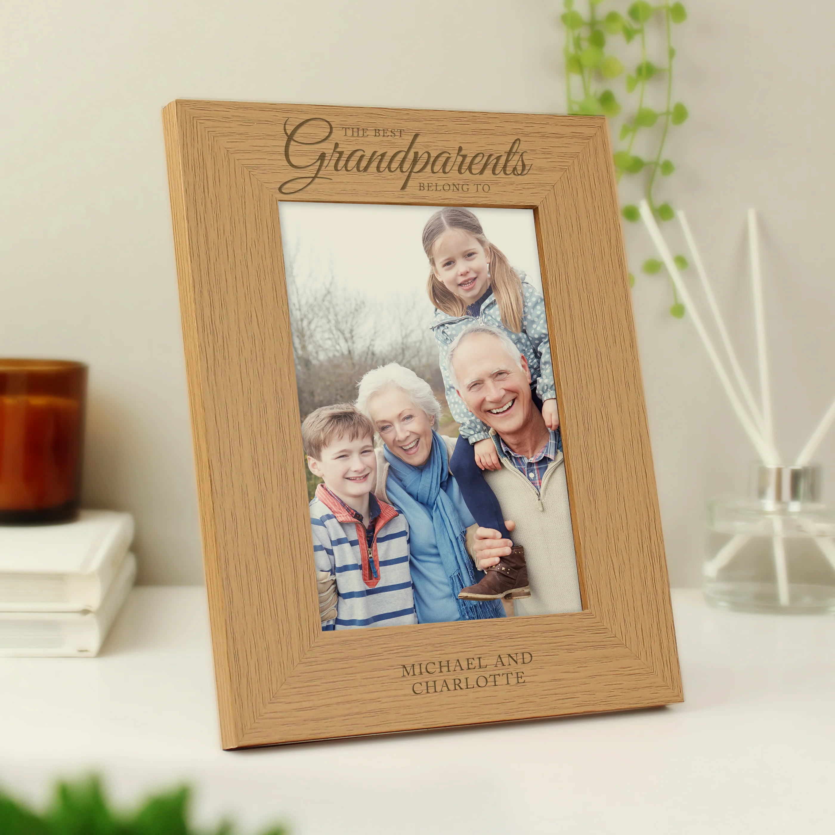 Personalised 'The Best Grandparents' 5x7 Oak Finish Photo Frame - Image 3