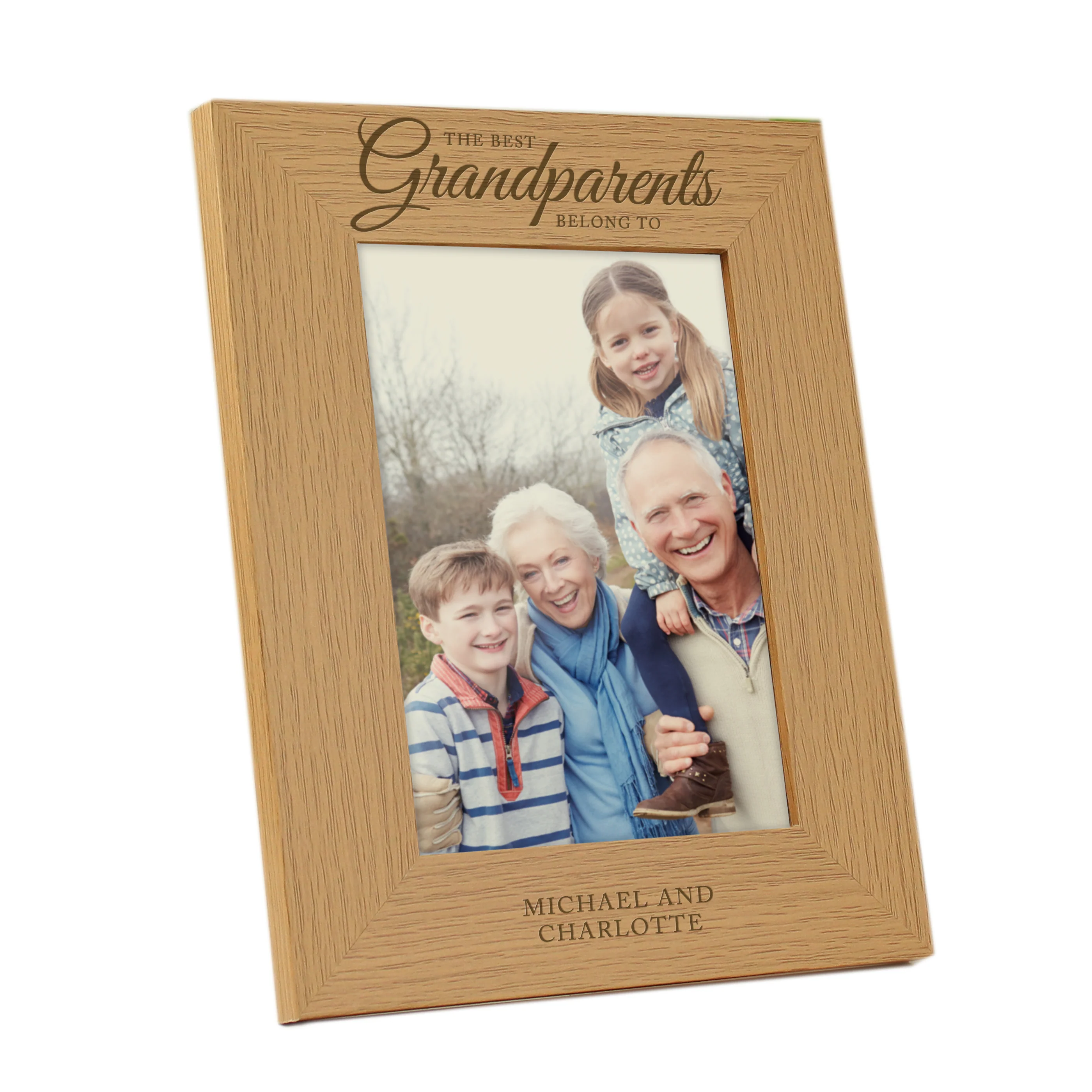 Personalised 'The Best Grandparents' 5x7 Oak Finish Photo Frame - Image 4