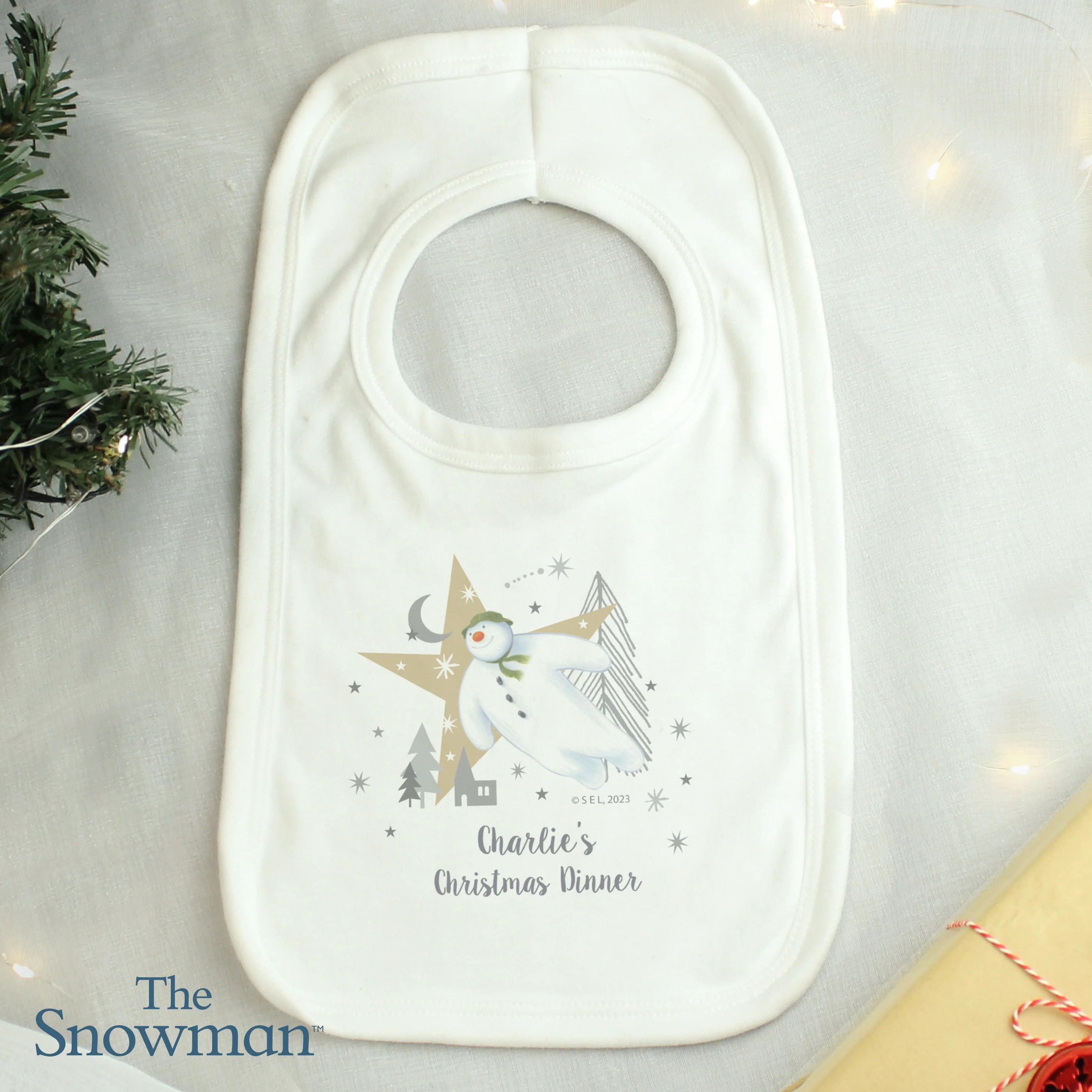 Personalised The Snowman Magical Adventure Bib - Image 2