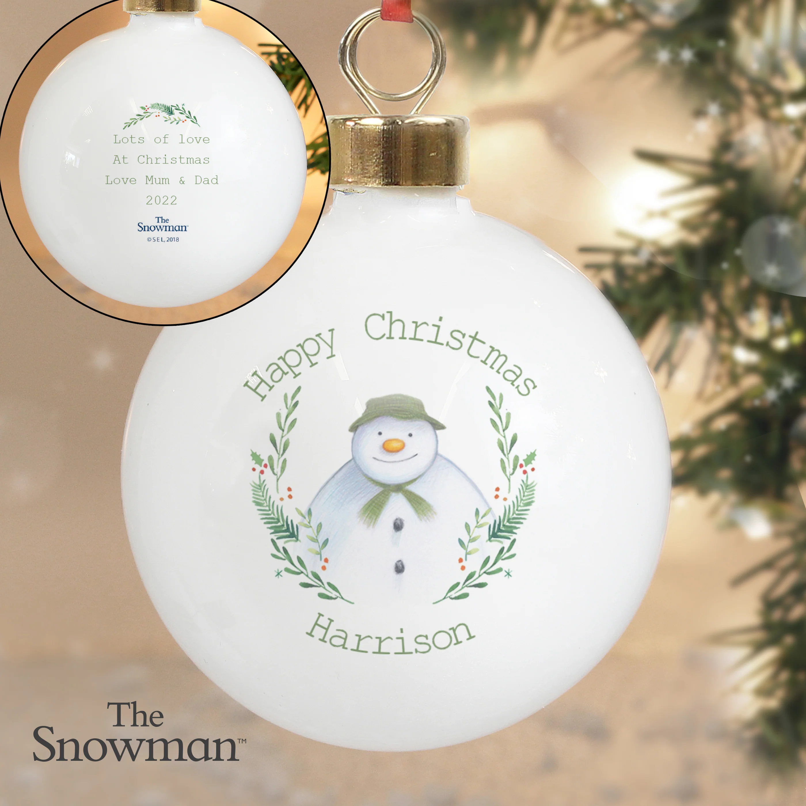 Personalised The Snowman Winter Garden Bauble - Image 3