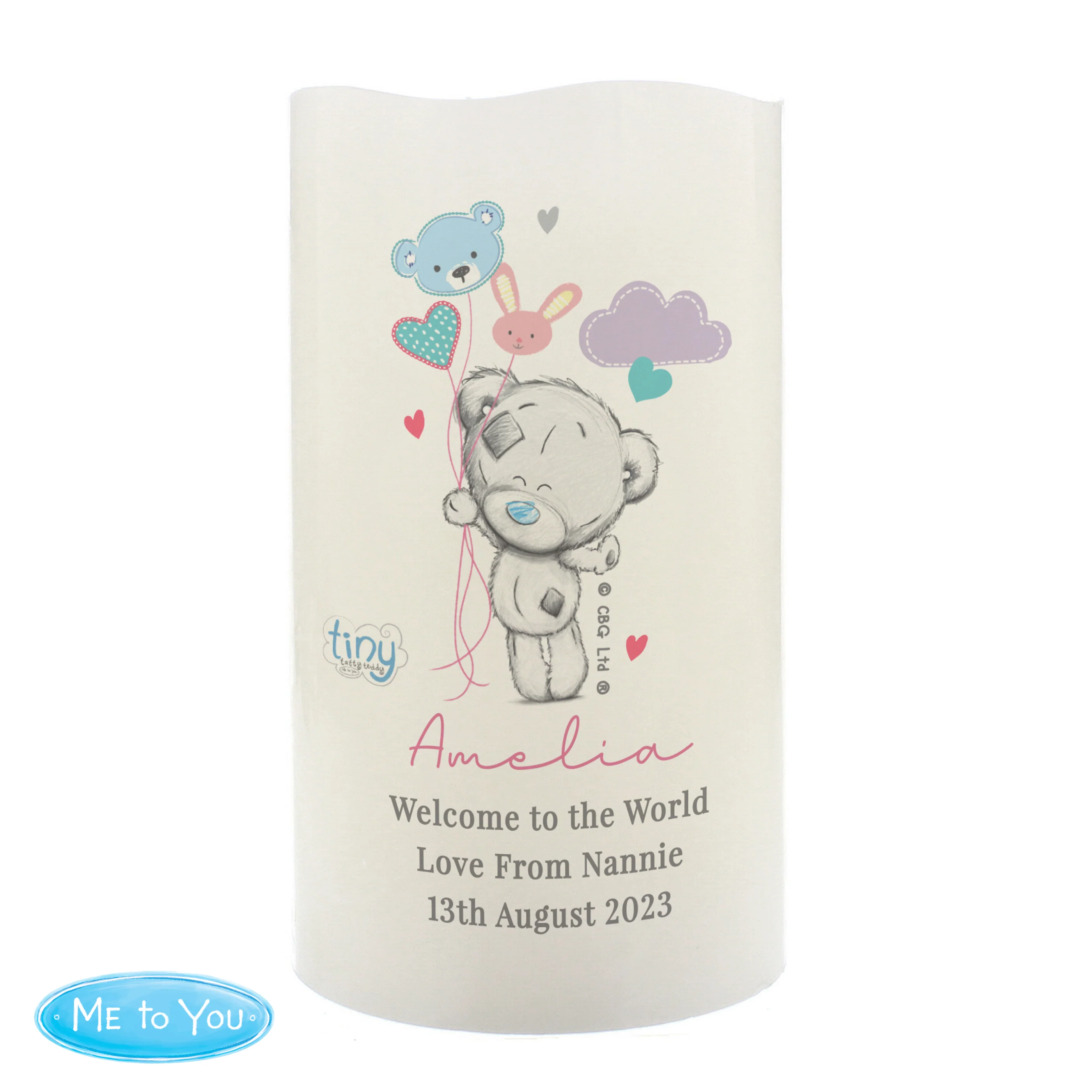 Personalised Tiny Tatty Teddy Dream Big Pink Nightlight LED Candle - Image 5