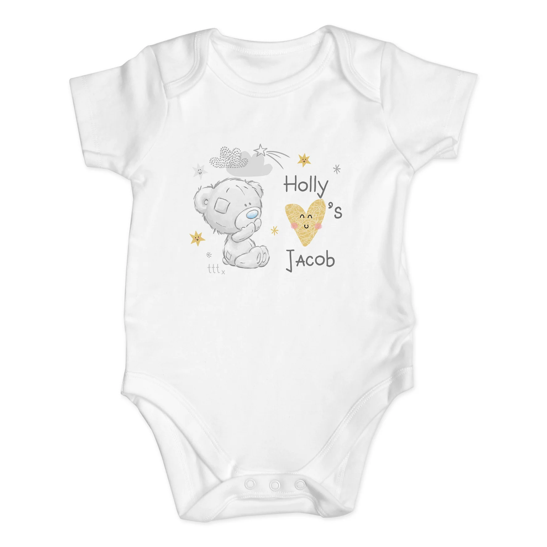 Personalised Tiny Tatty Teddy I Heart 0-3 Months Baby Vest - Image 2