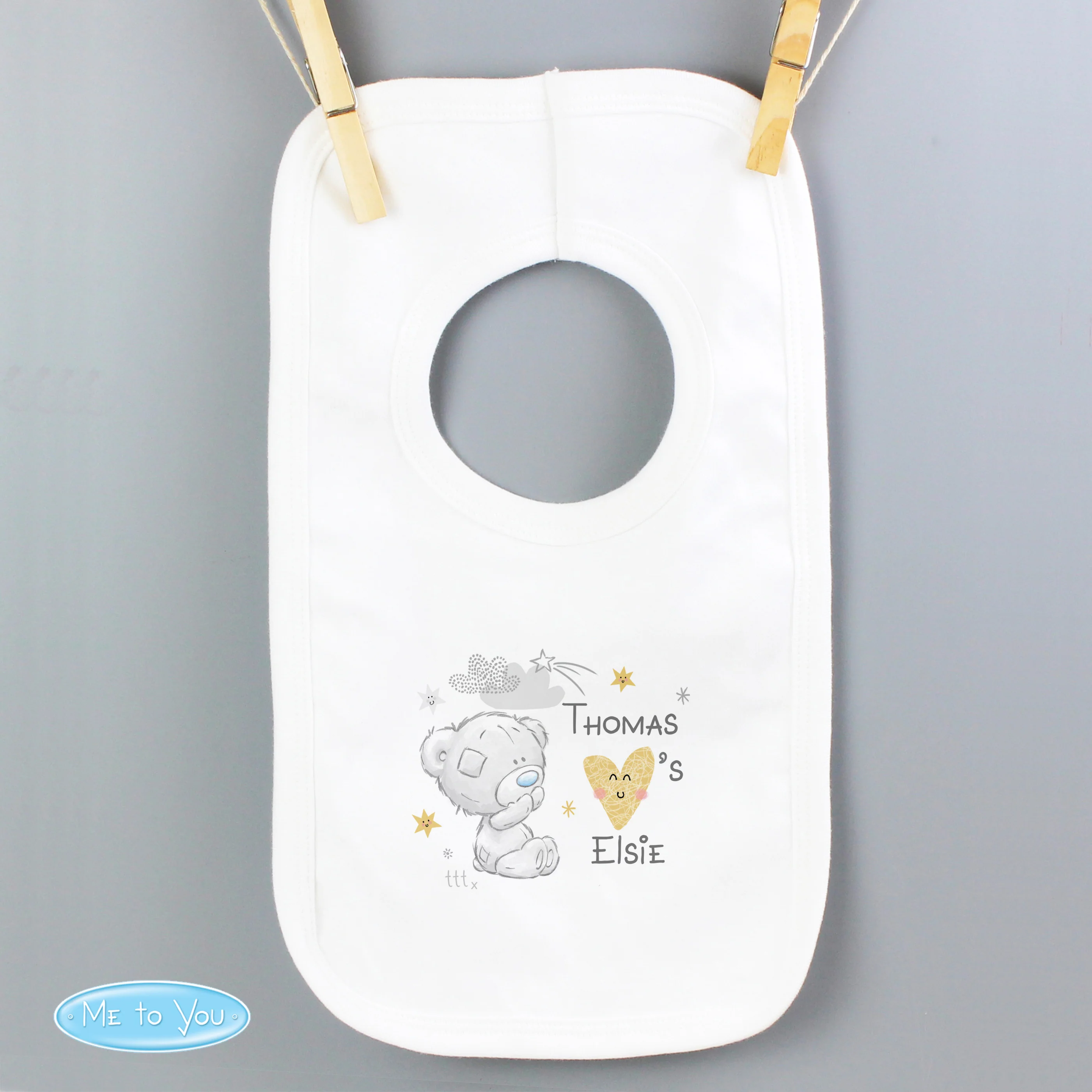 Personalised Tiny Tatty Teddy I Heart Baby Bib - Image 5