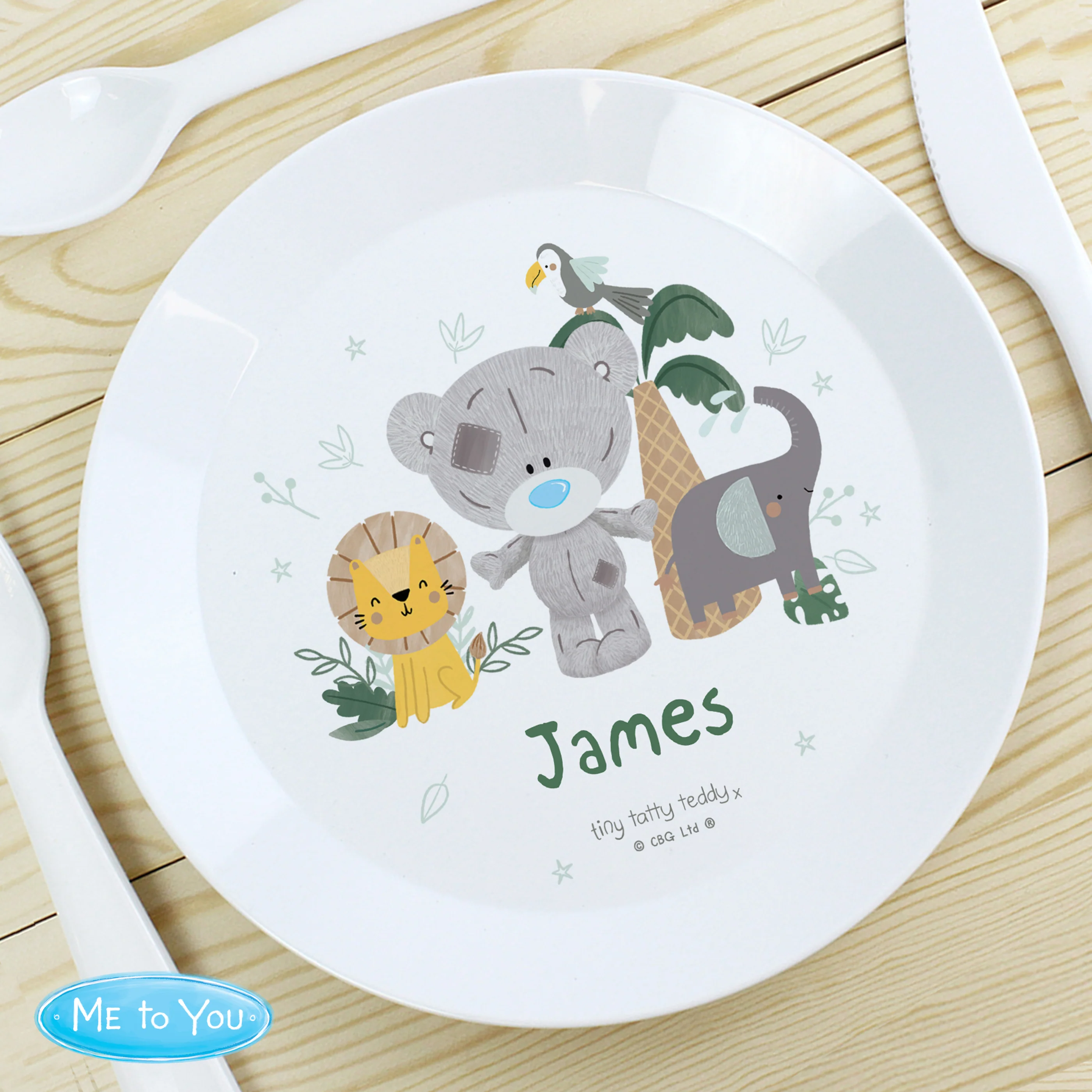 Personalised Tiny Tatty Teddy Jungle Animals Plate - Image 2