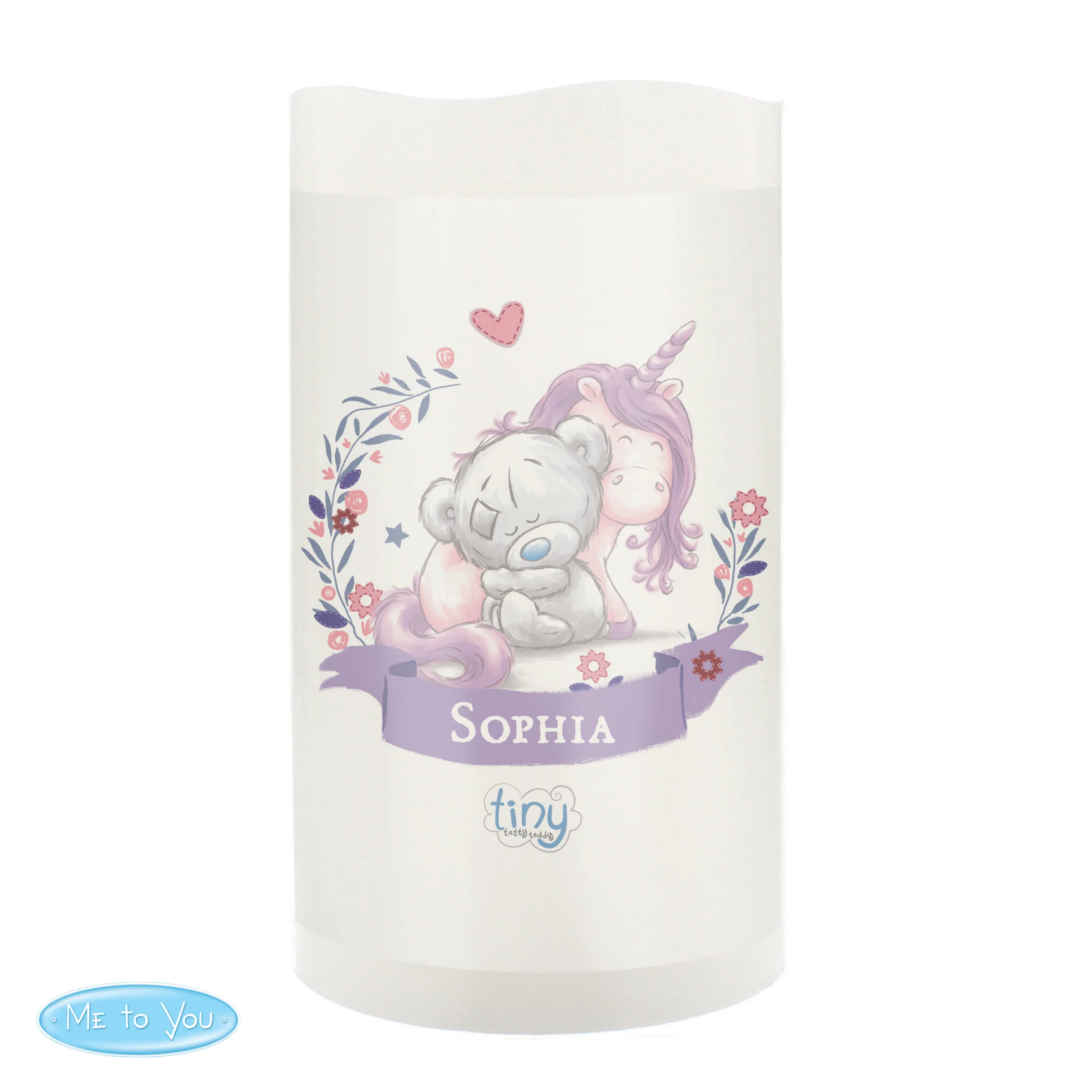 Personalised Tiny Tatty Teddy Unicorn Nightlight LED Candle - Image 2