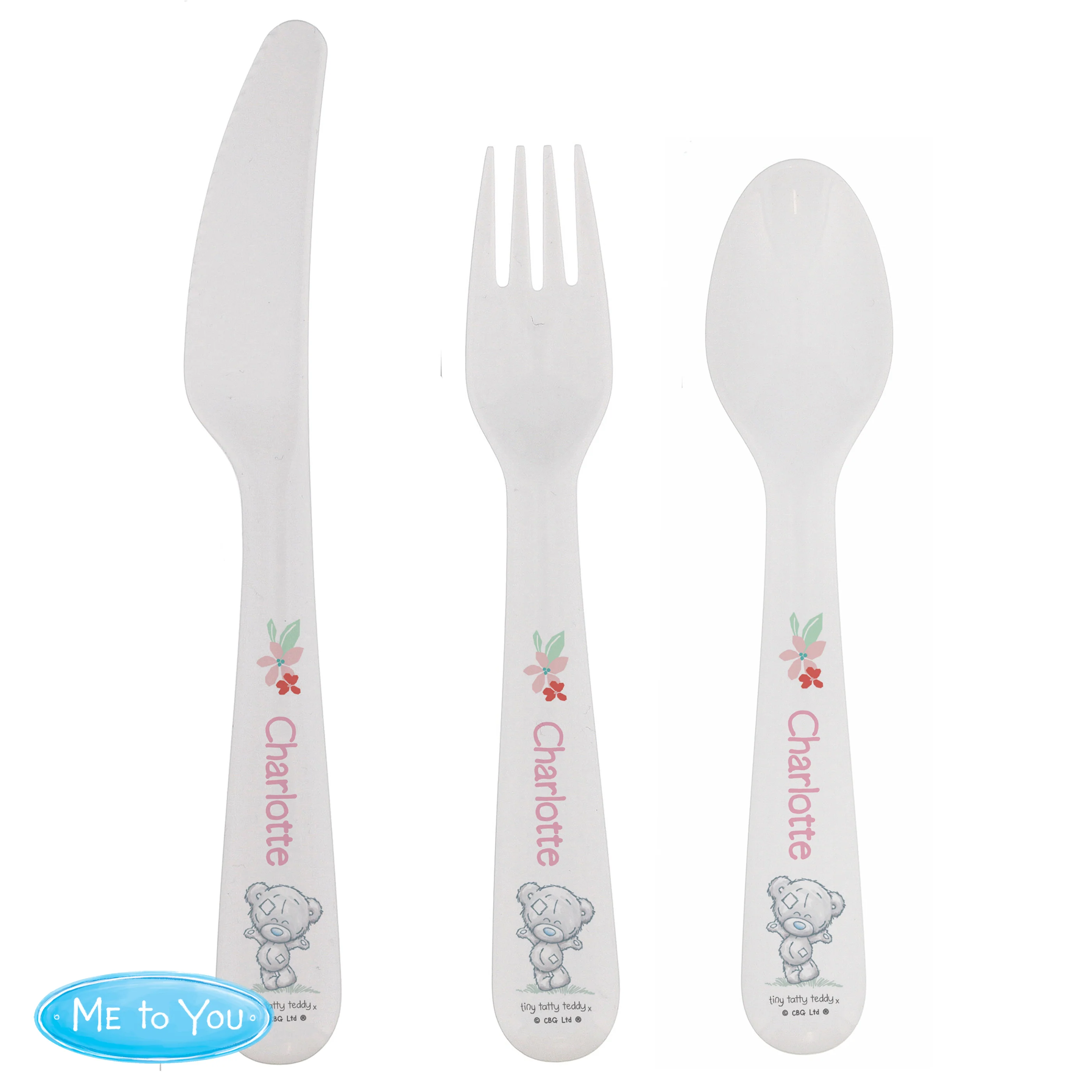 Personalised Tiny Tatty Teddy Woodland Animal 3 Piece Cutlery Set - Image 5