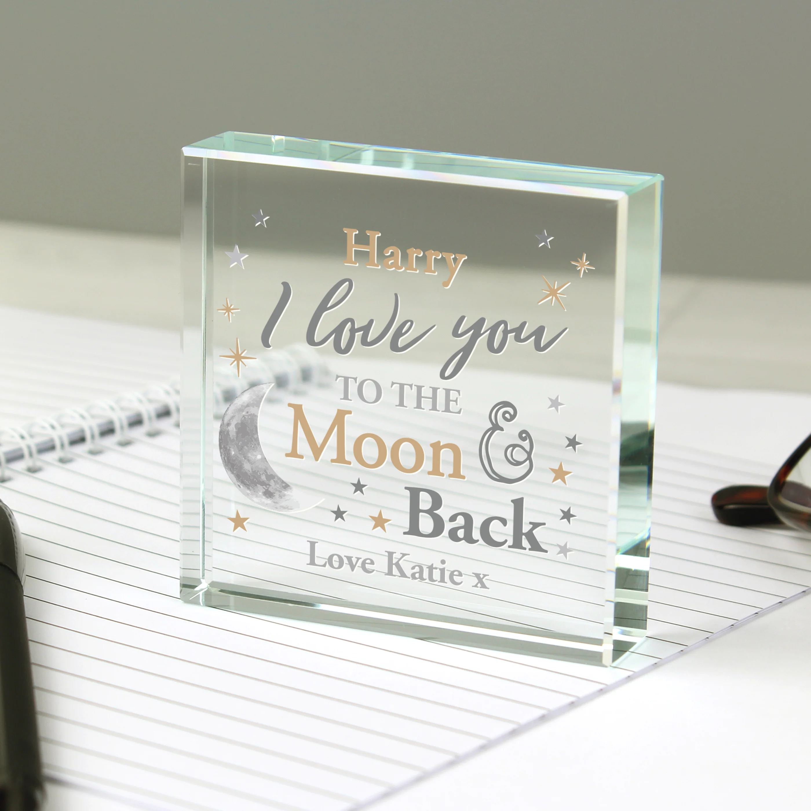 Personalised To the Moon and Back... Crystal Token - Image 2