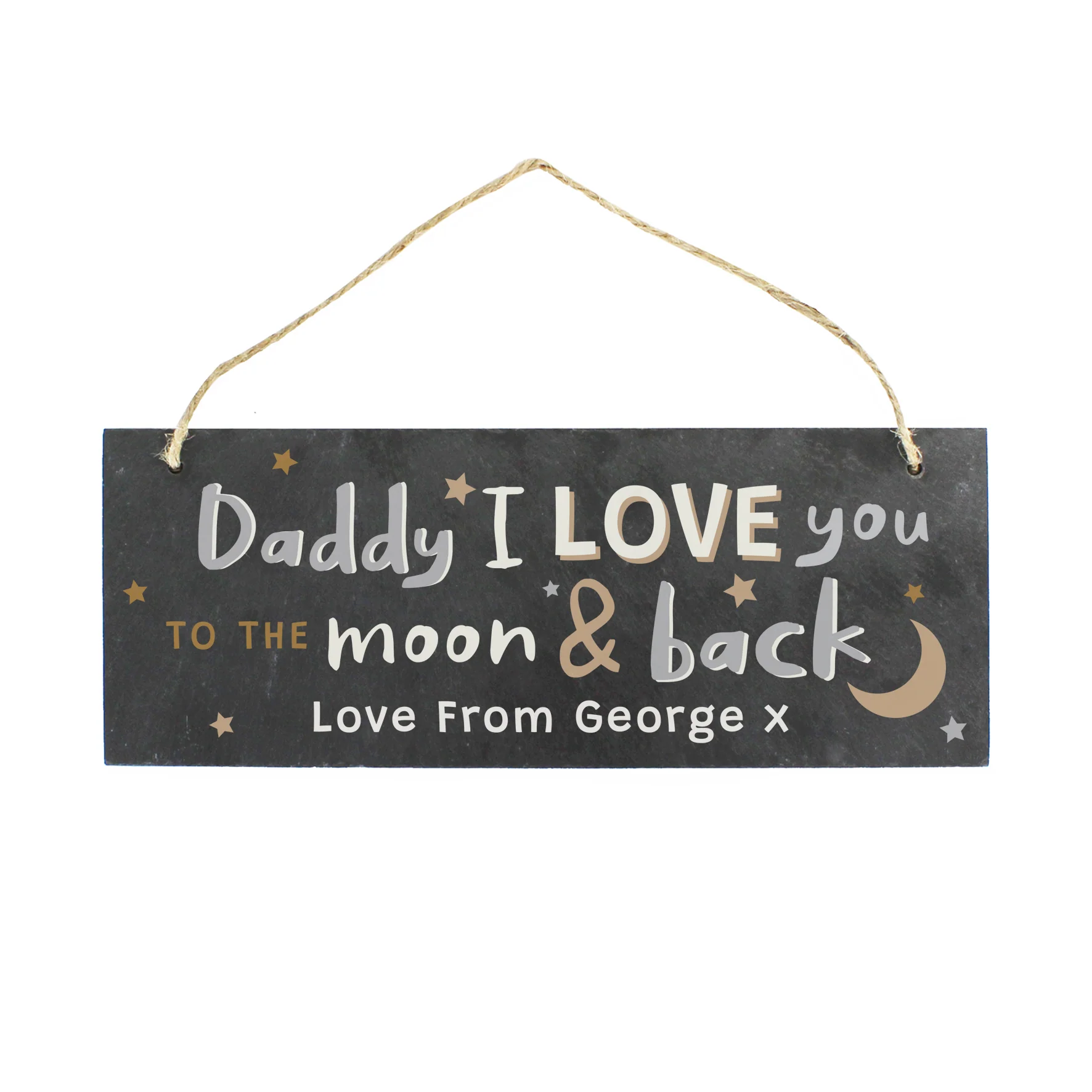 Personalised To the Moon and Back Hanging Slate Plaque - Image 2