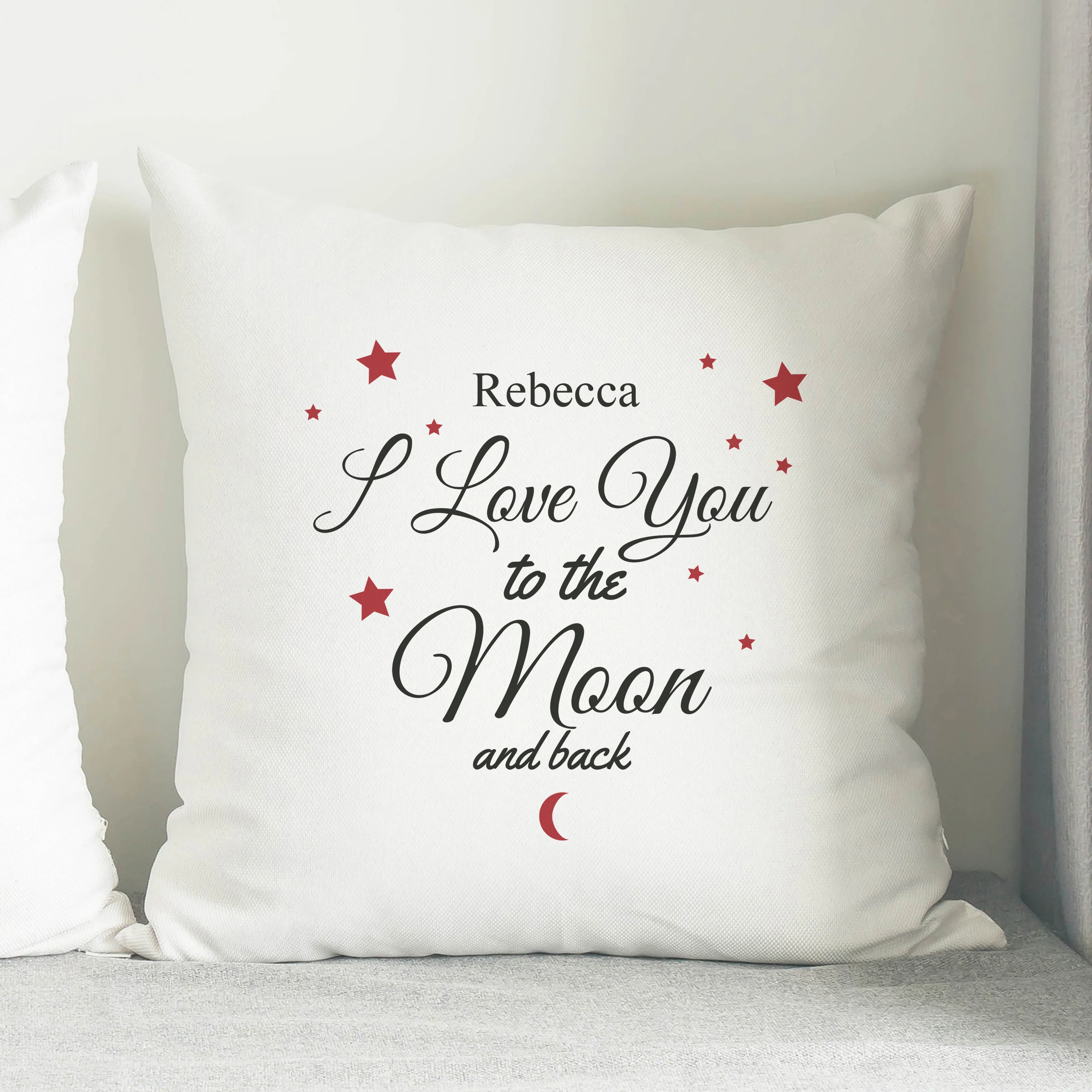 Personalised To The Moon & Back White Cushion - Image 3