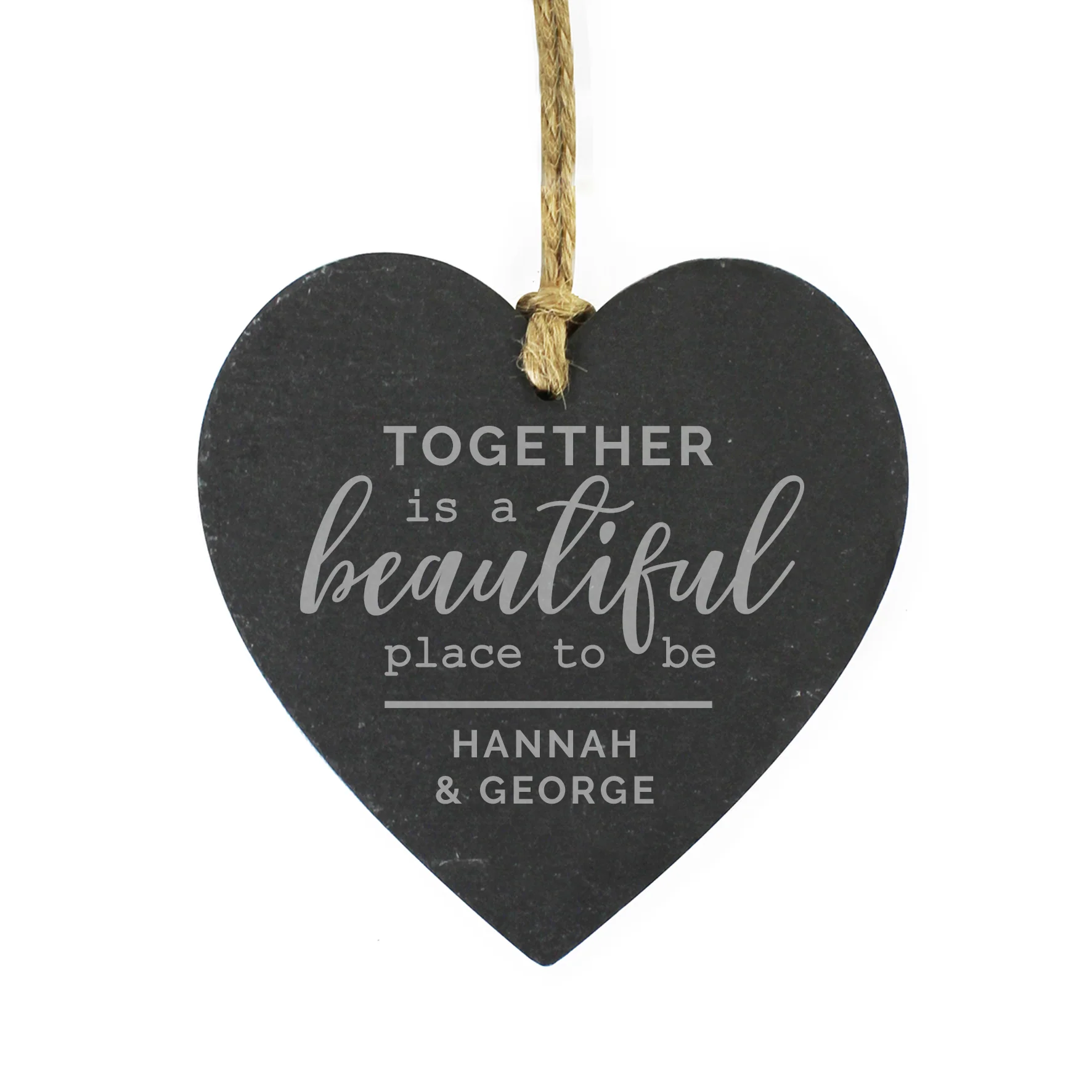 Personalised Together Slate Heart Decoration - Image 2