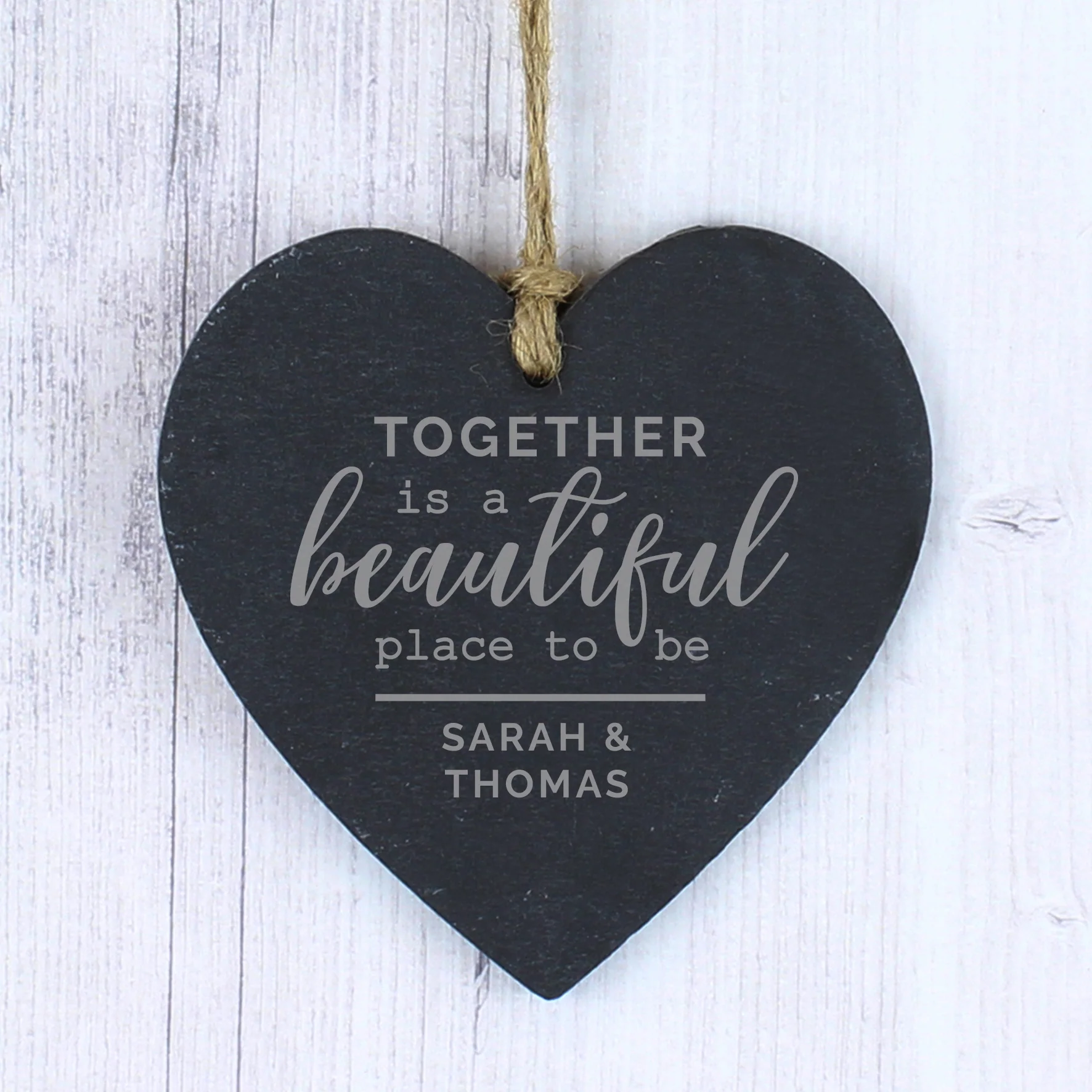 Personalised Together Slate Heart Decoration - Image 3