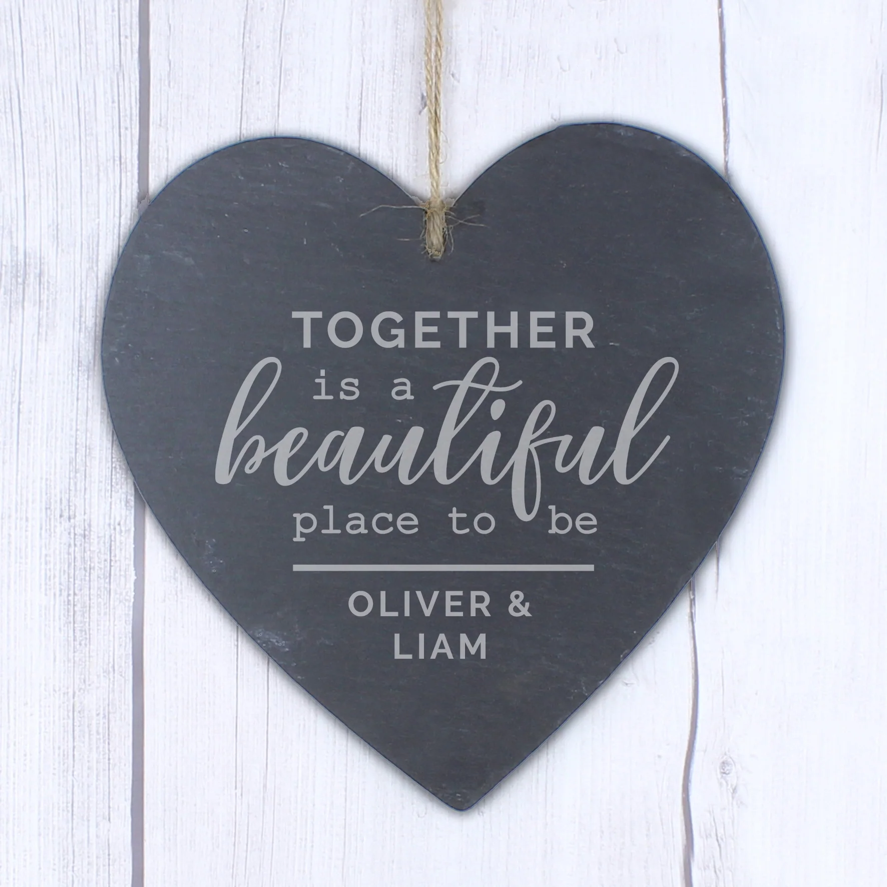 Personalised Together Slate Heart Decoration - Image 5