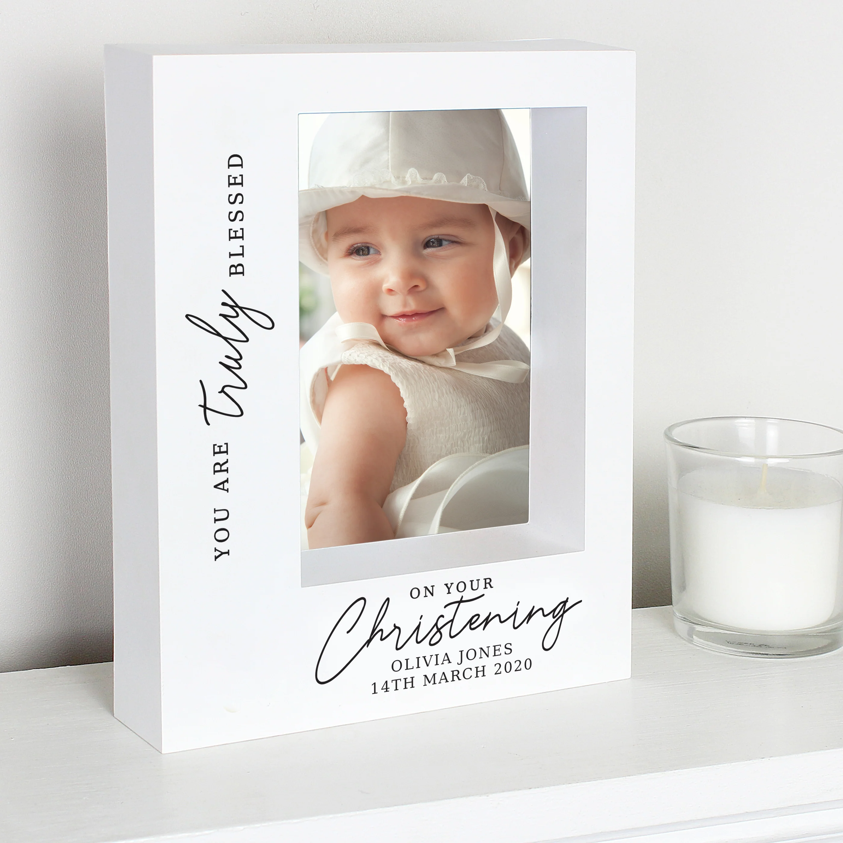 Personalised 'Truly Blessed' Christening 5x7 Box Photo Frame - Image 3