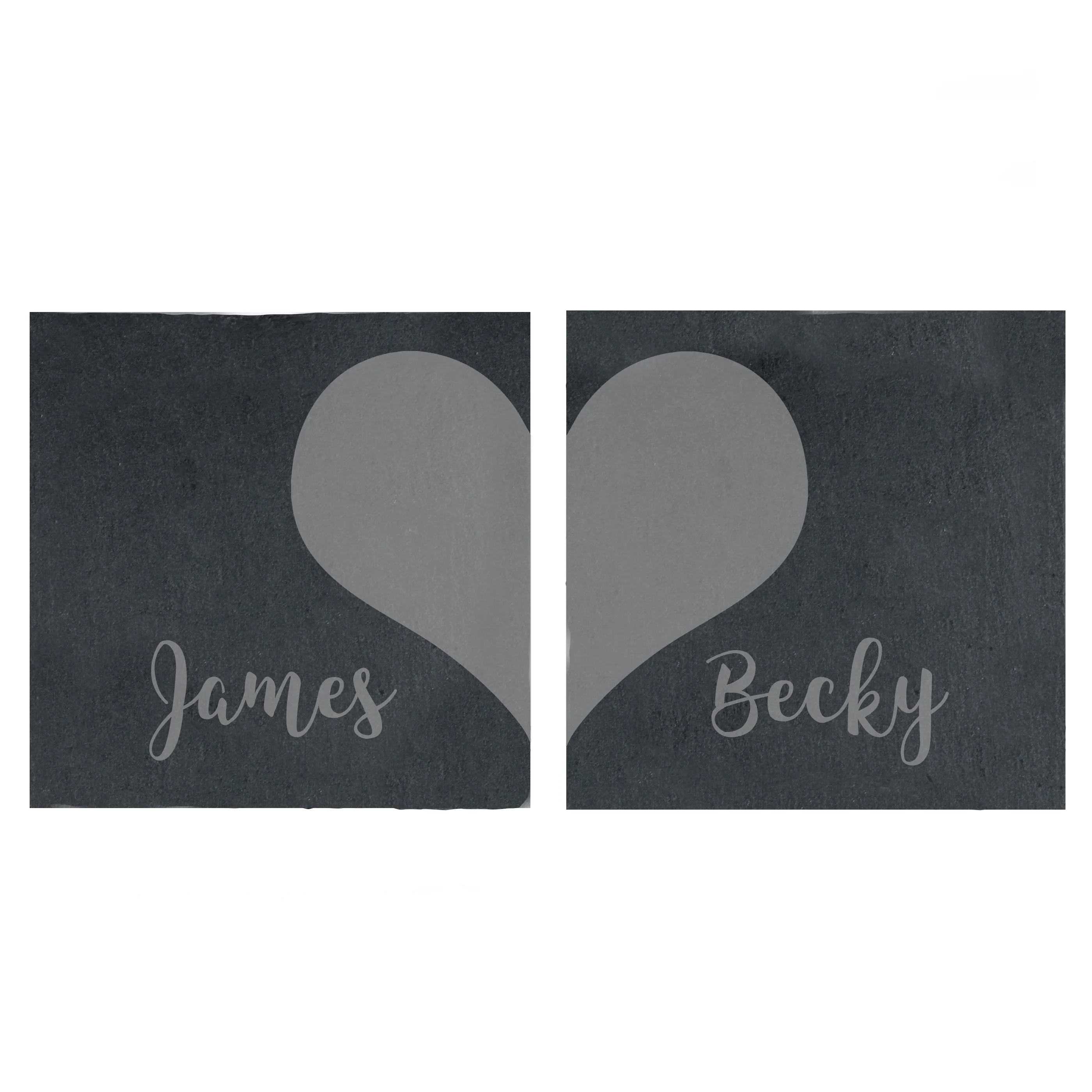 Personalised Two Hearts Slate Coaster Set - Image 3