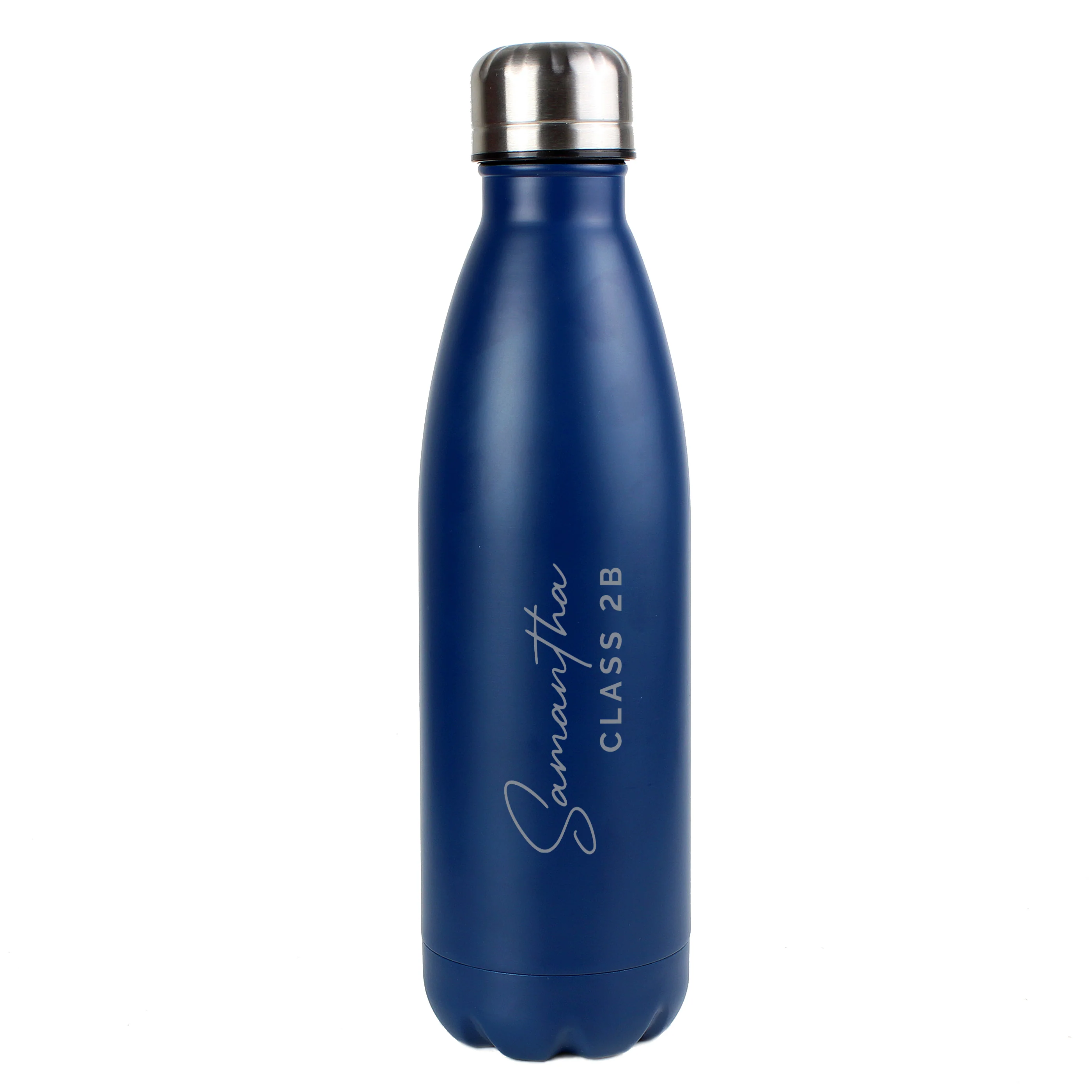 Personalised Two Lines Navy Metal Insulated Drinks Bottle - Image 5