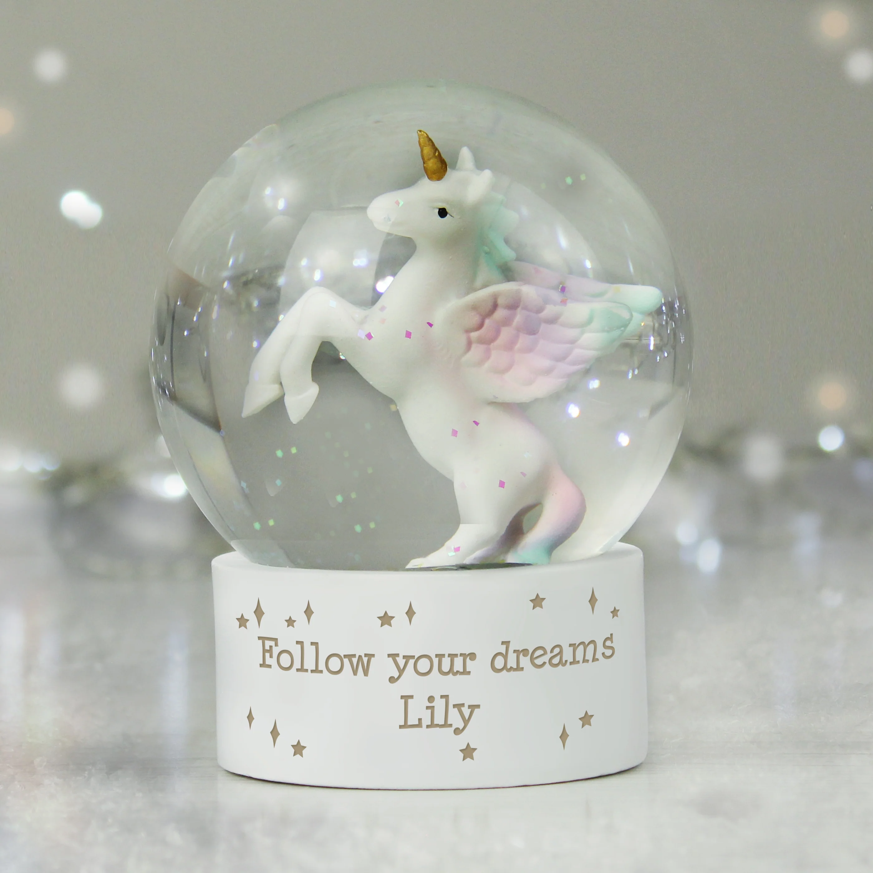 Personalised Unicorn Snow Globe