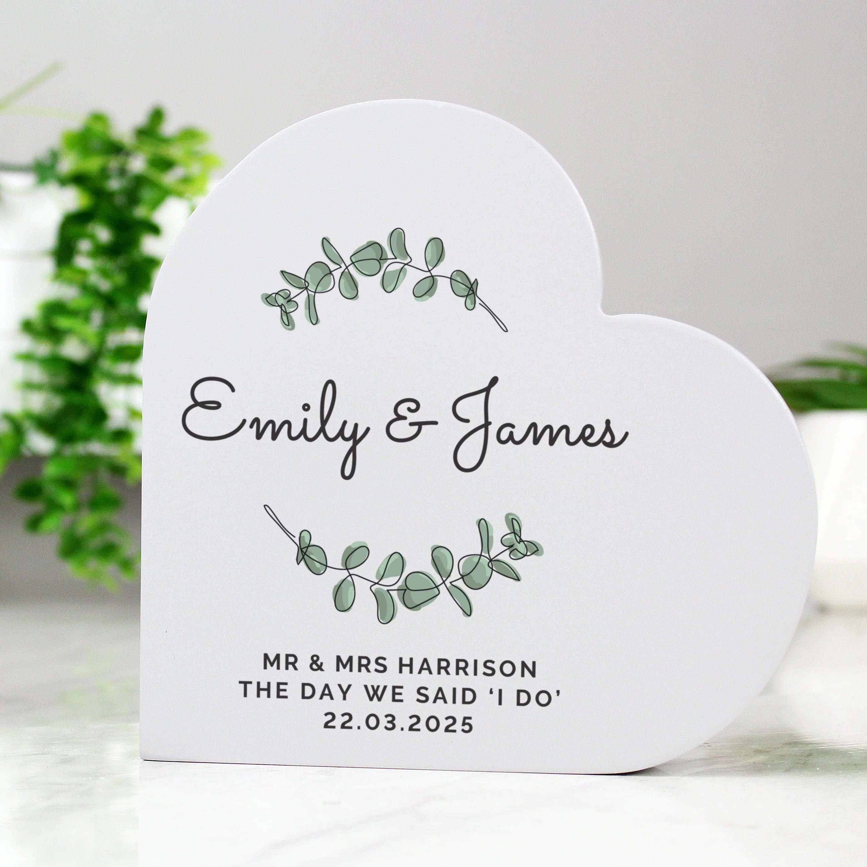 Personalised Wedding Free Standing Heart Ornament - Image 4