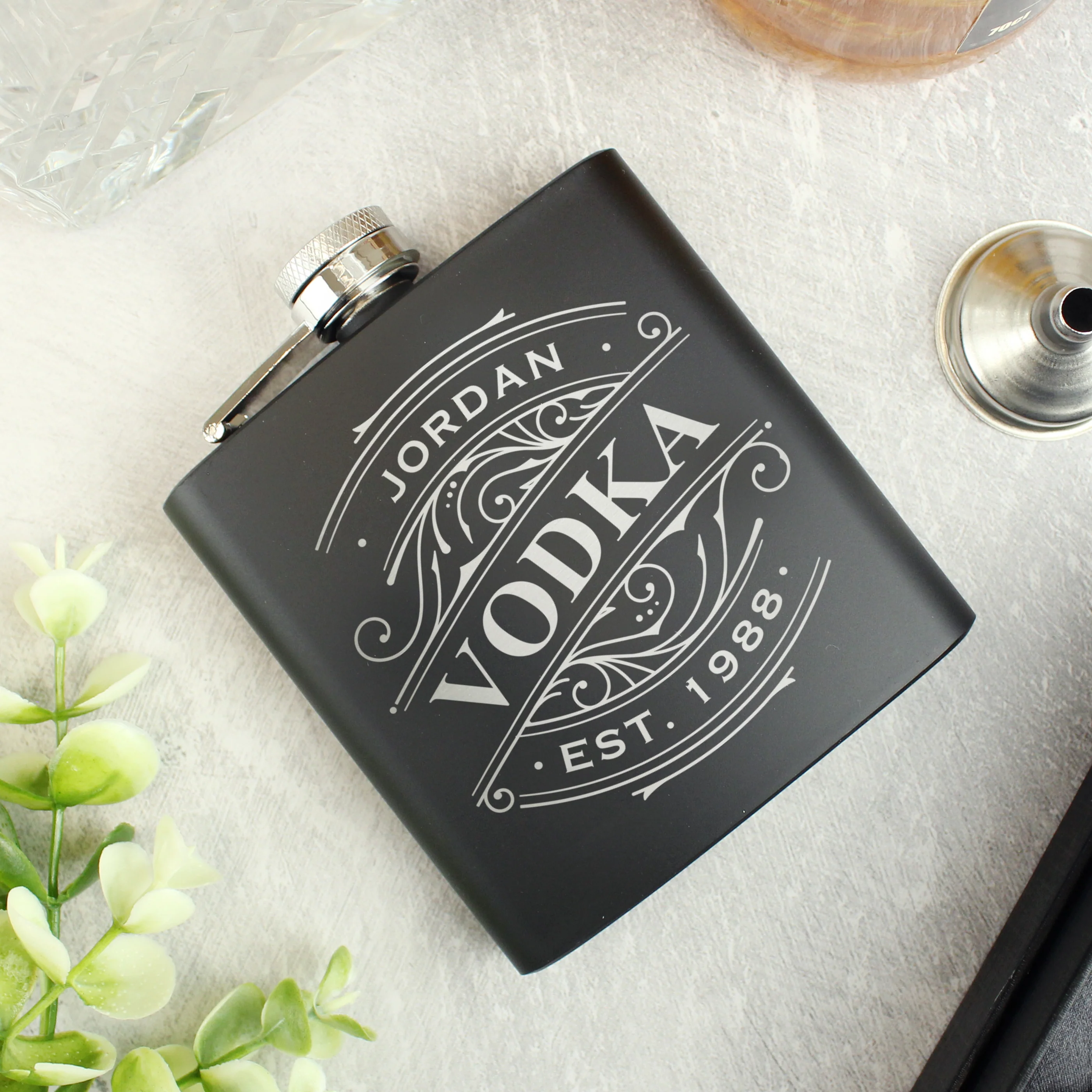 Personalised Whisky Black Hip Flask - Image 2