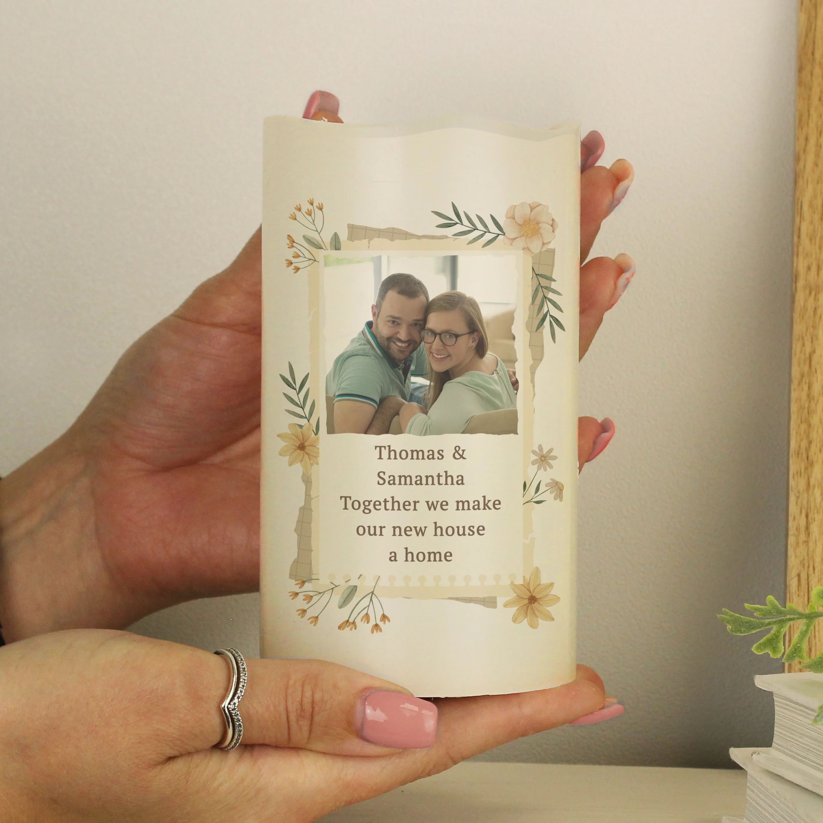 Personalised Wild Flowers Photo Upload LED Candle - Image 4