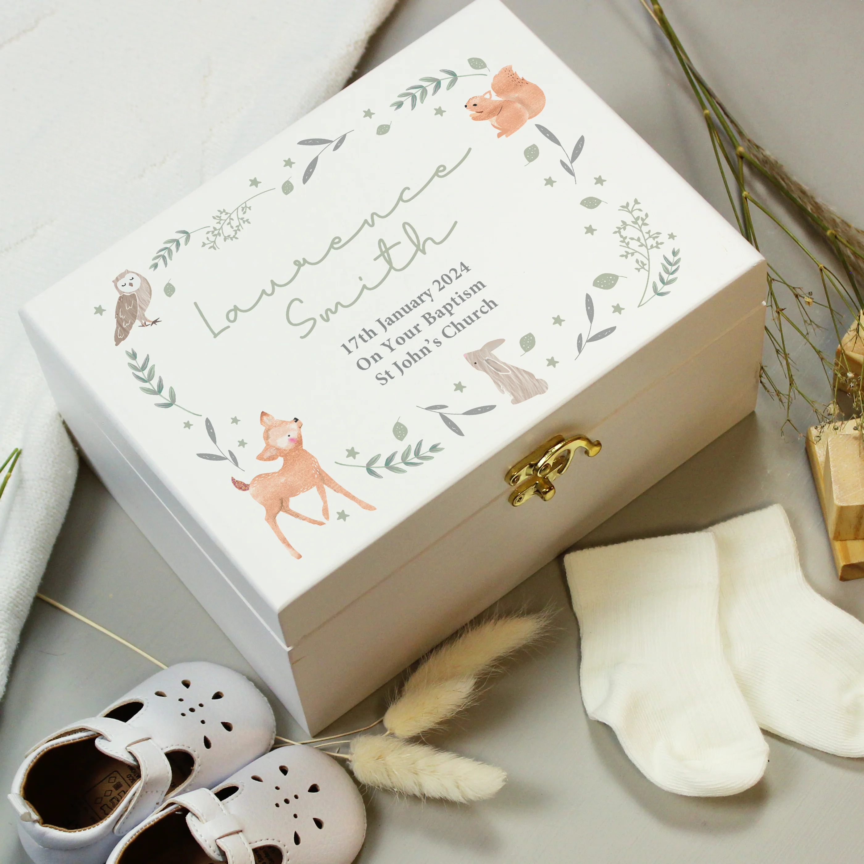 Personalised Woodland Animal Wooden Keepsake Box - Image 3