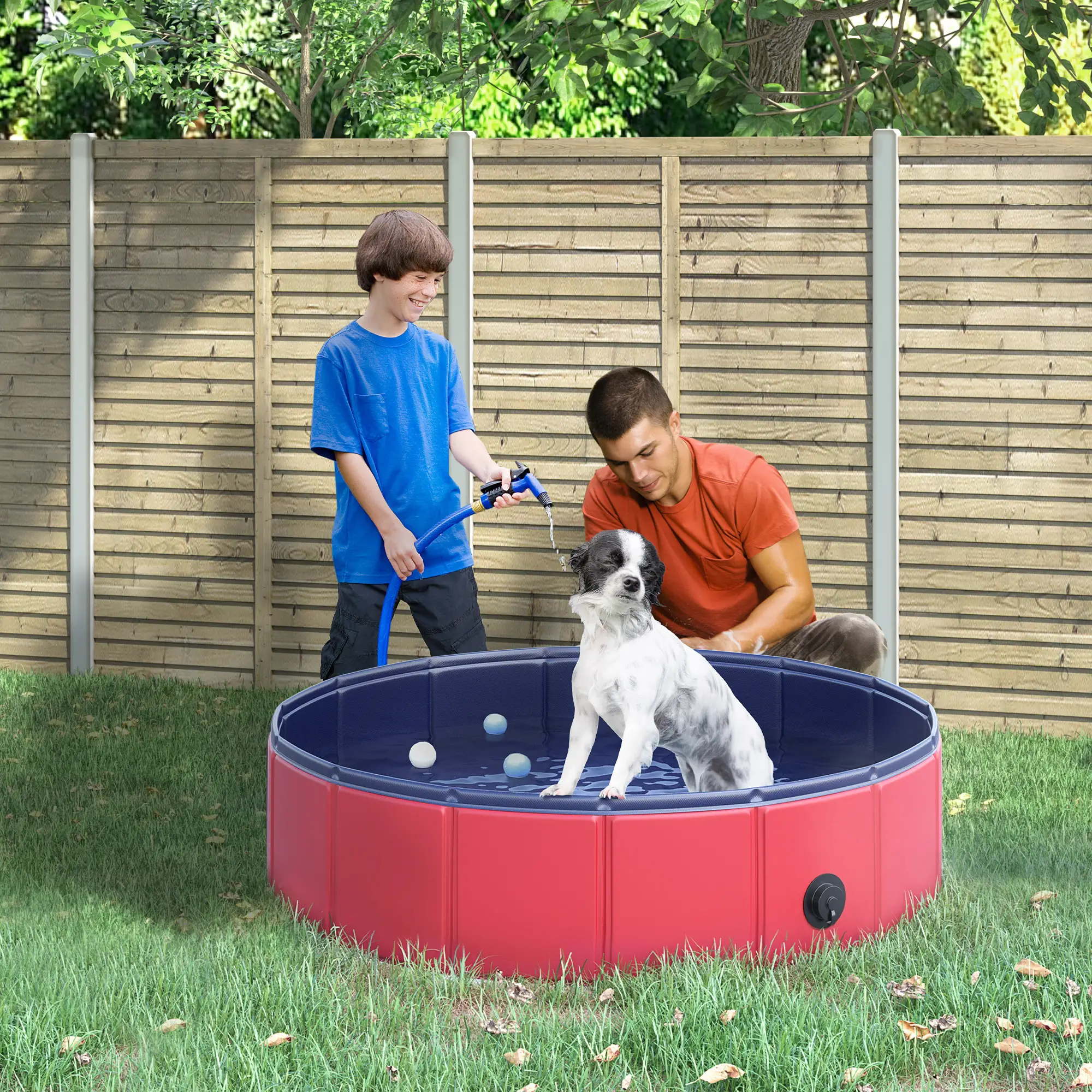 Foldable Pet Paddling Pool Swimming Pool Indoor/Outdoor Collapsible F80 × 20H Cm