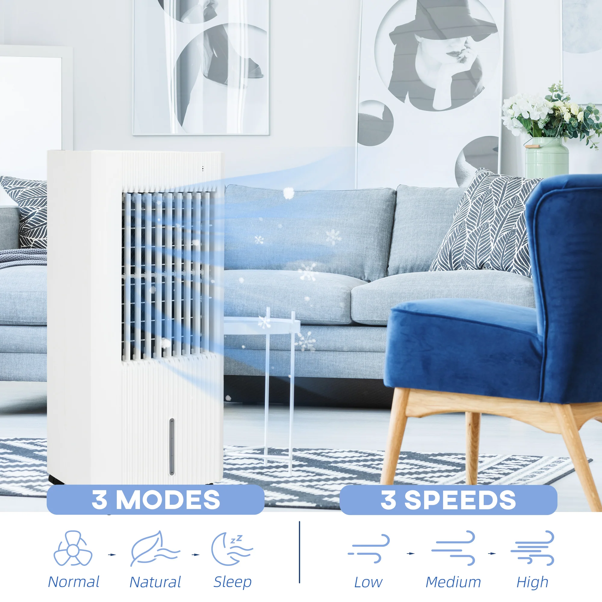 Portable Air Cooler with Humidifier, Remote, Timer, Oscillation, Ice Packs - Image 6