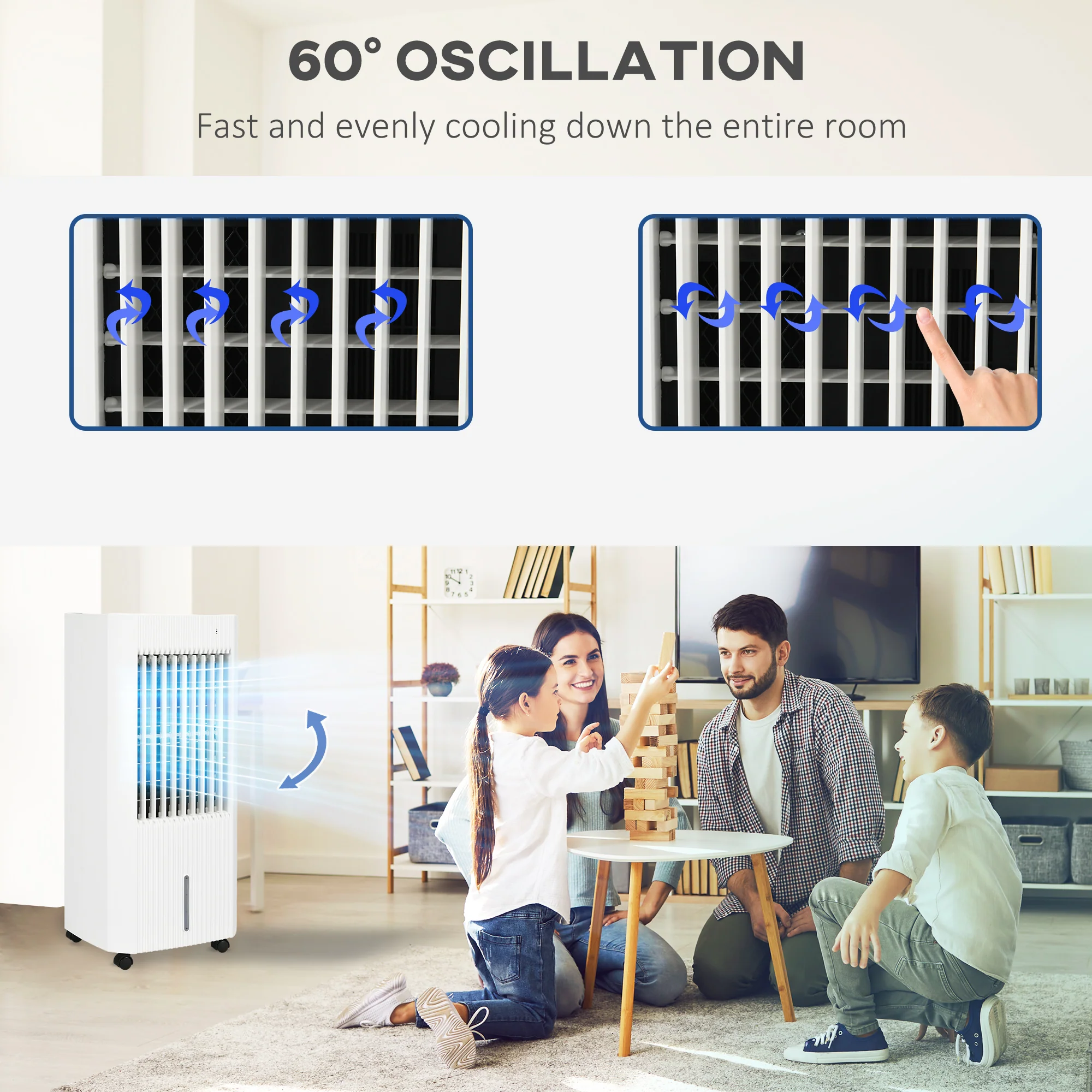 Portable Air Cooler with Humidifier, Remote, Timer, Oscillation, Ice Packs - Image 7