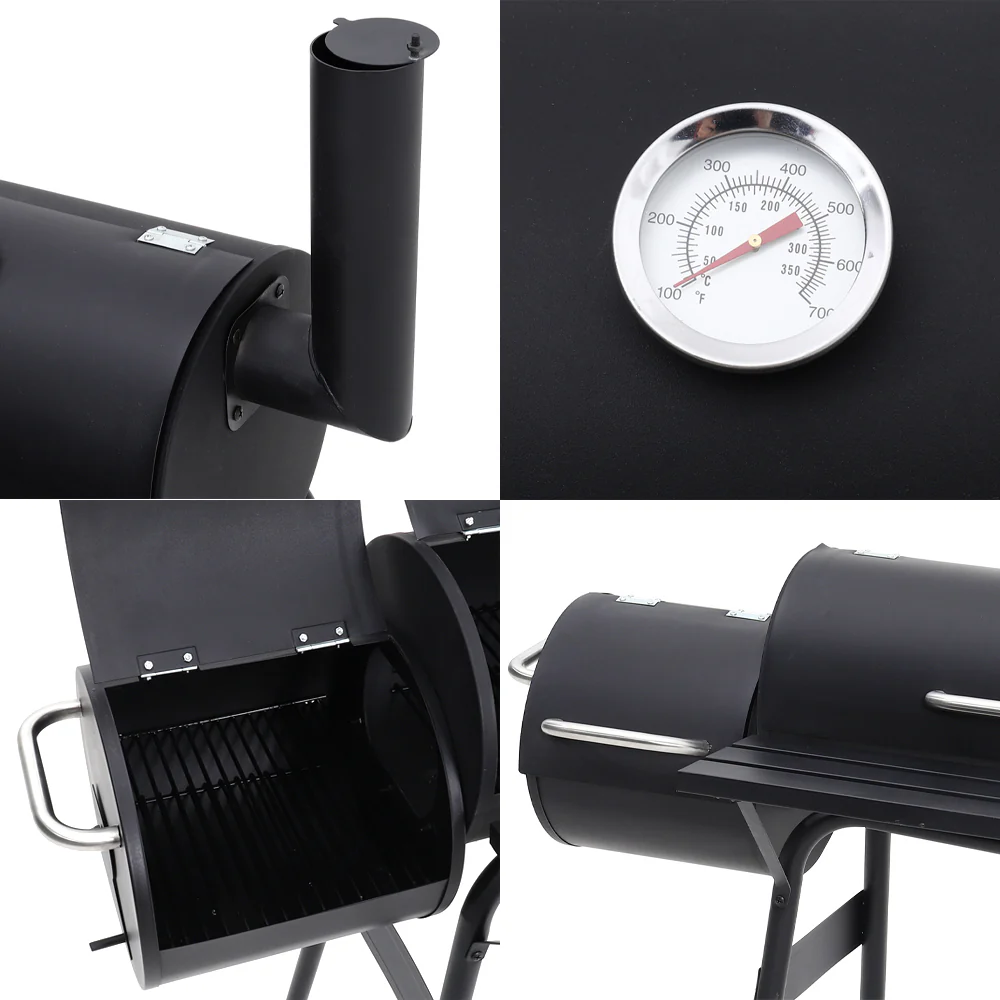 Portable Outdoor Charcoal BBQ Grill With Offset Smoker - Image 5