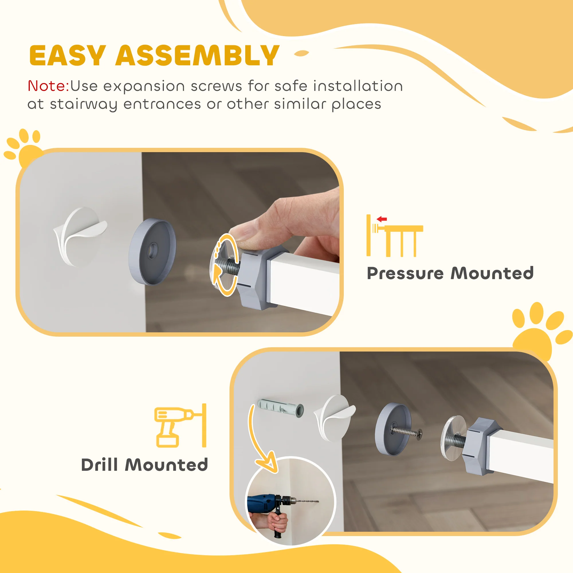 Pressure Fit Safety Gate w/ Auto Closing Door, Double Locking - Image 9