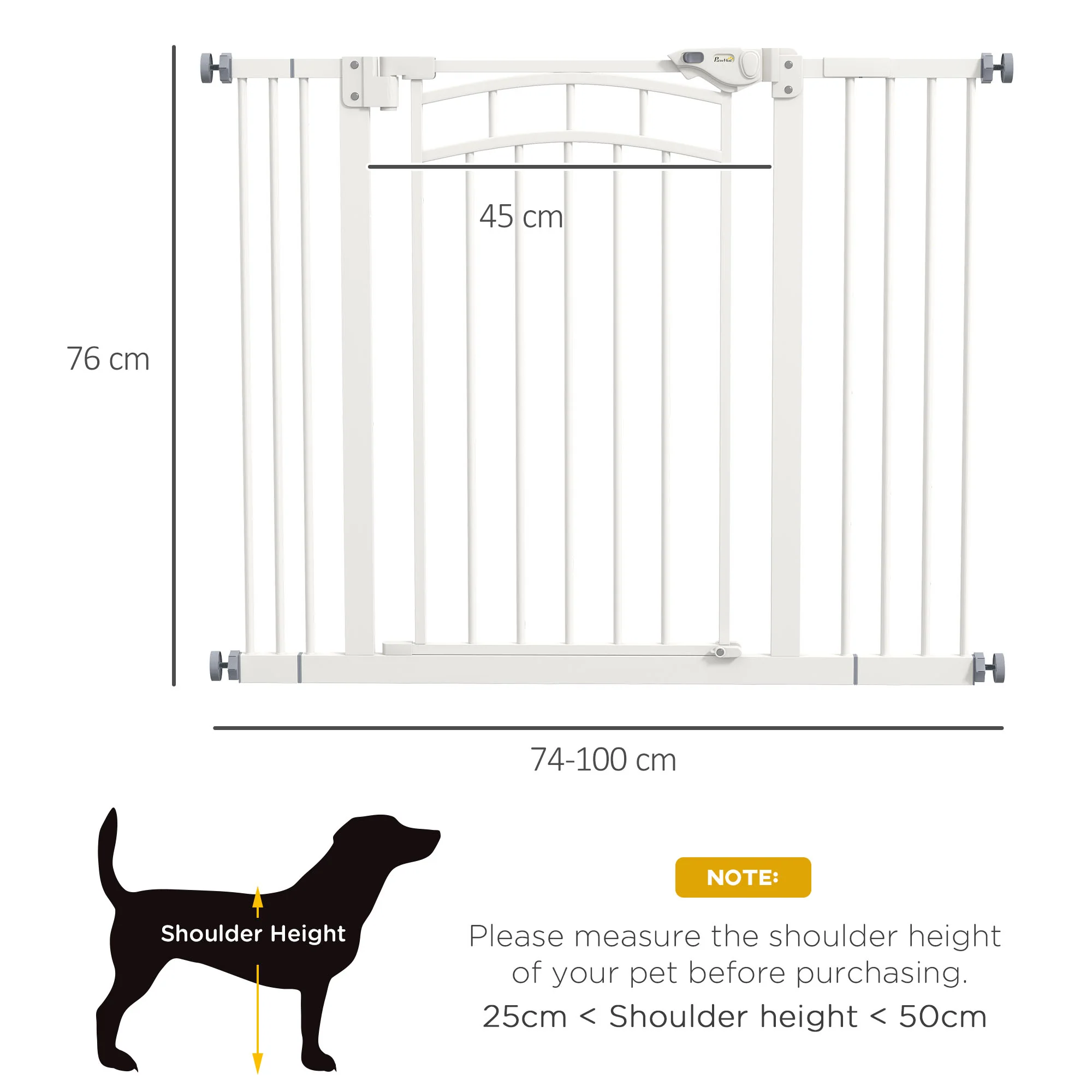 Pressure Fit Safety Gate w/ Auto Closing Door, for Small Medium Dogs, 74-100cm - Image 5