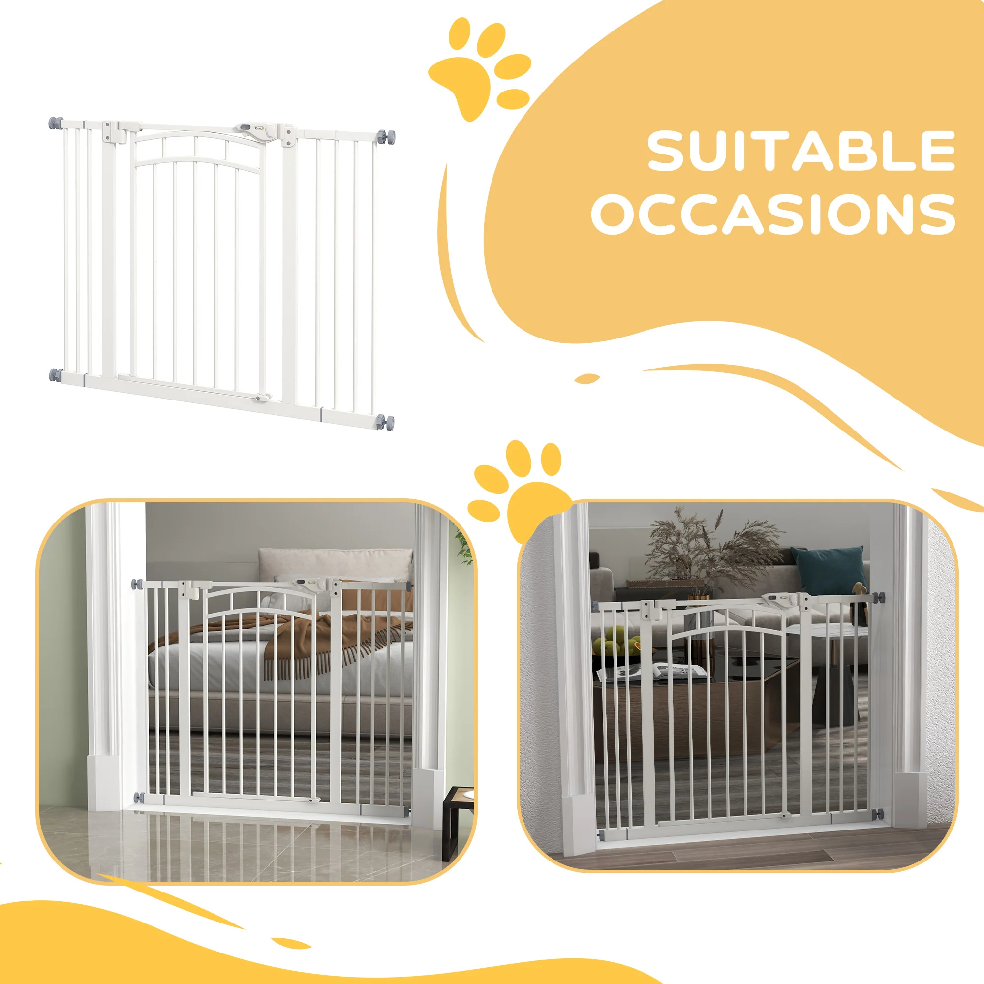 Pressure Fit Safety Gate w/ Auto Closing Door, for Small Medium Dogs, 74-100cm - Image 8