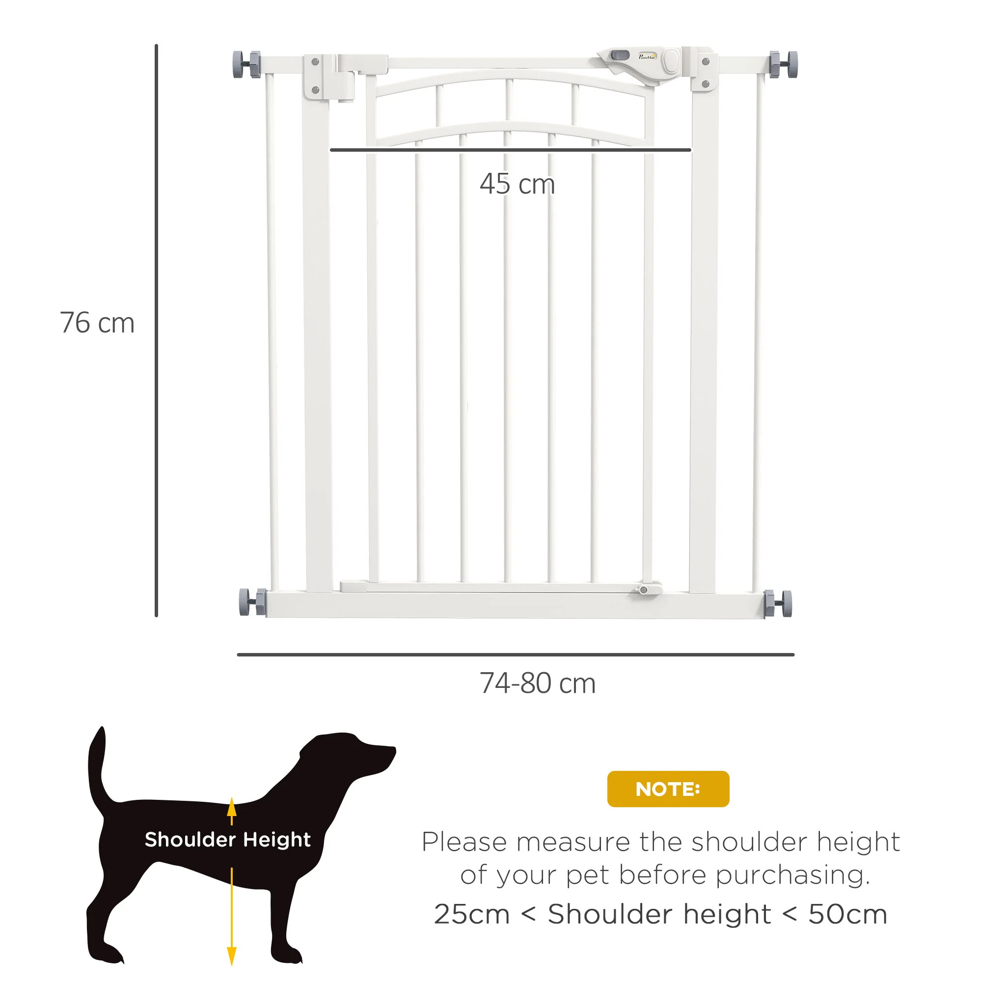 Pressure Fit Safety Gate w/ Auto Closing Door, for Small, Medium Dogs, 74-80cm - Image 5